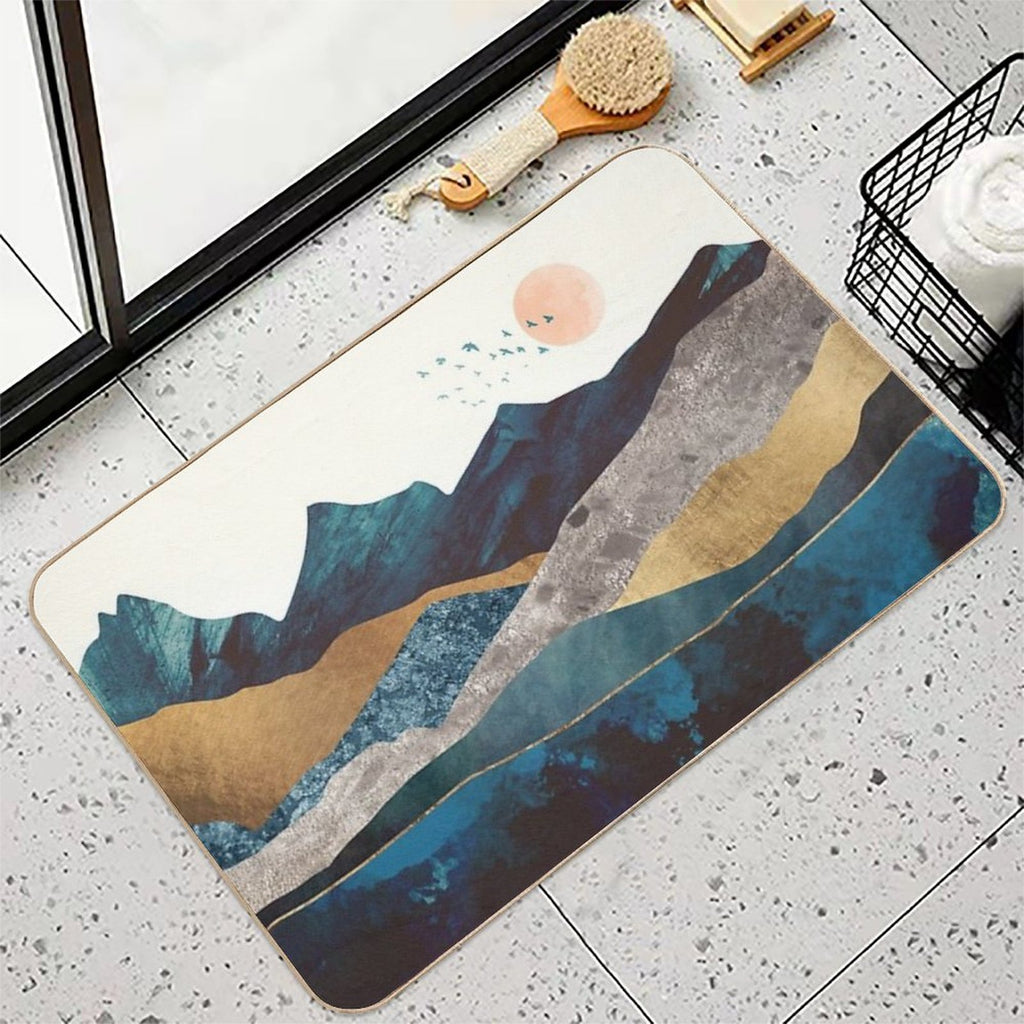Blue Mountain Reflection  Fade-Resistant Bath Mat