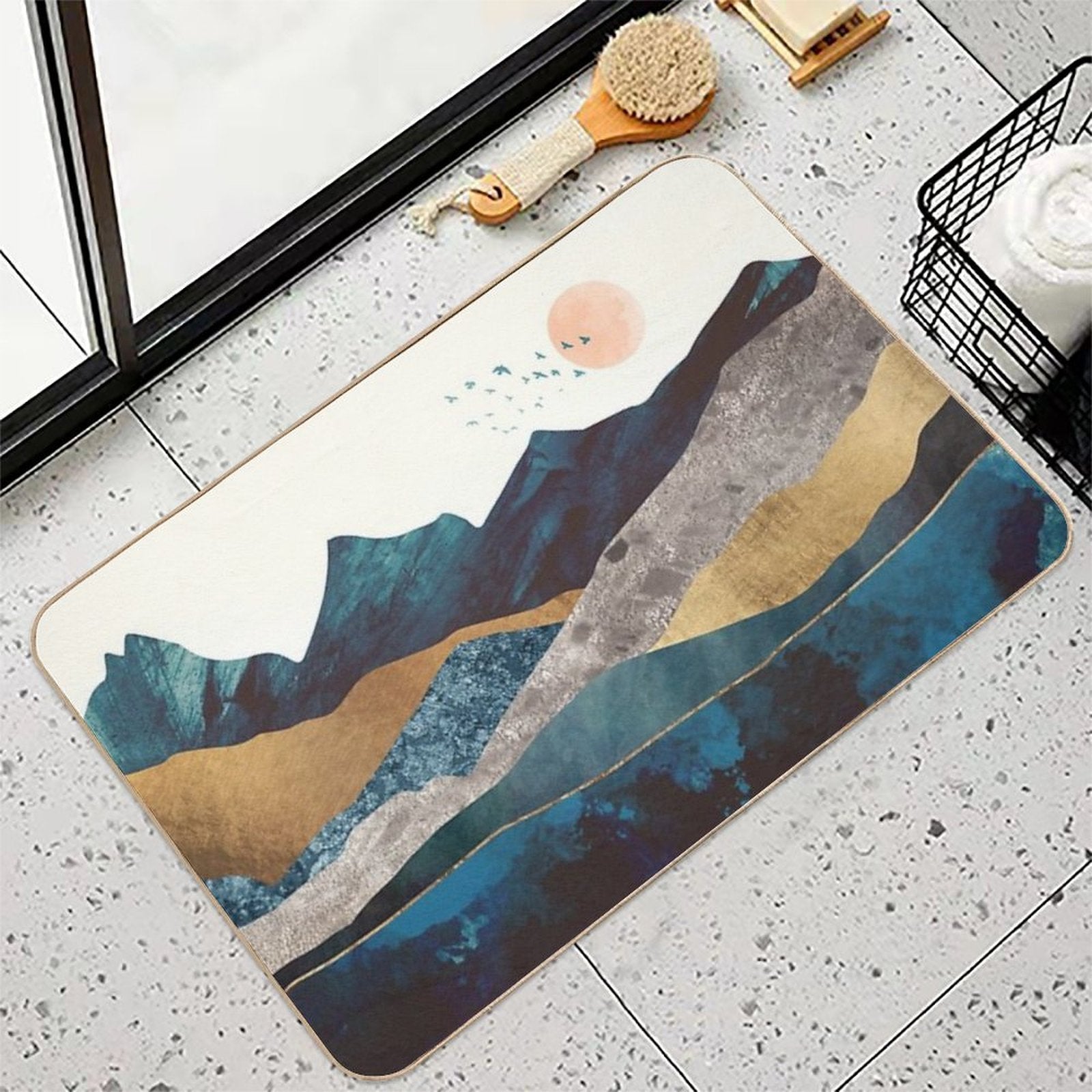 Blue Mountain Reflection  Fade-Resistant Bath Mat