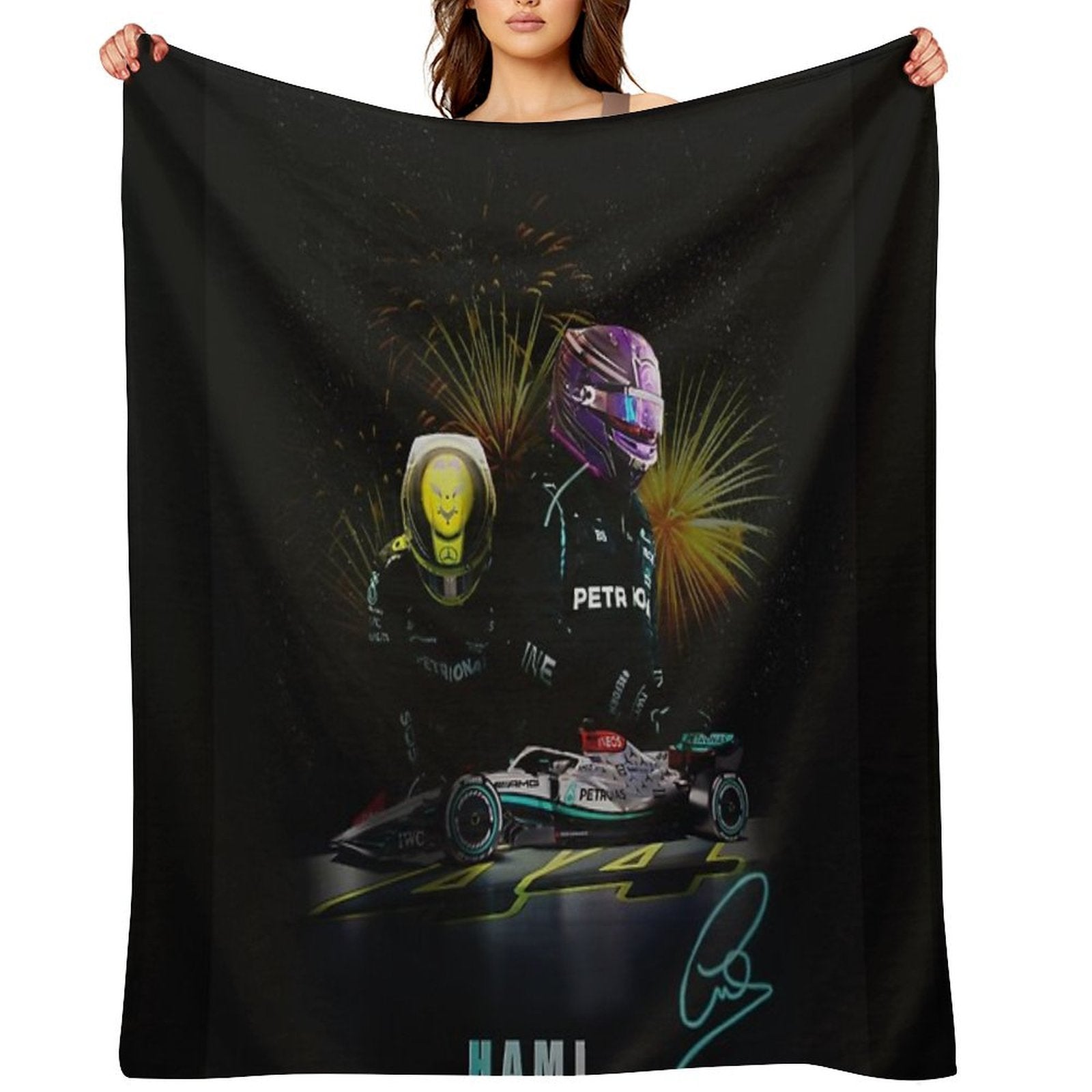 Lewis Hamilton Digital Art Posters Plush Throw Blanket