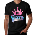 Womens 18th Birthday Queen Girls Happy Birthday Party Funny Crown  Wrinkle-resistant T-Shirt
