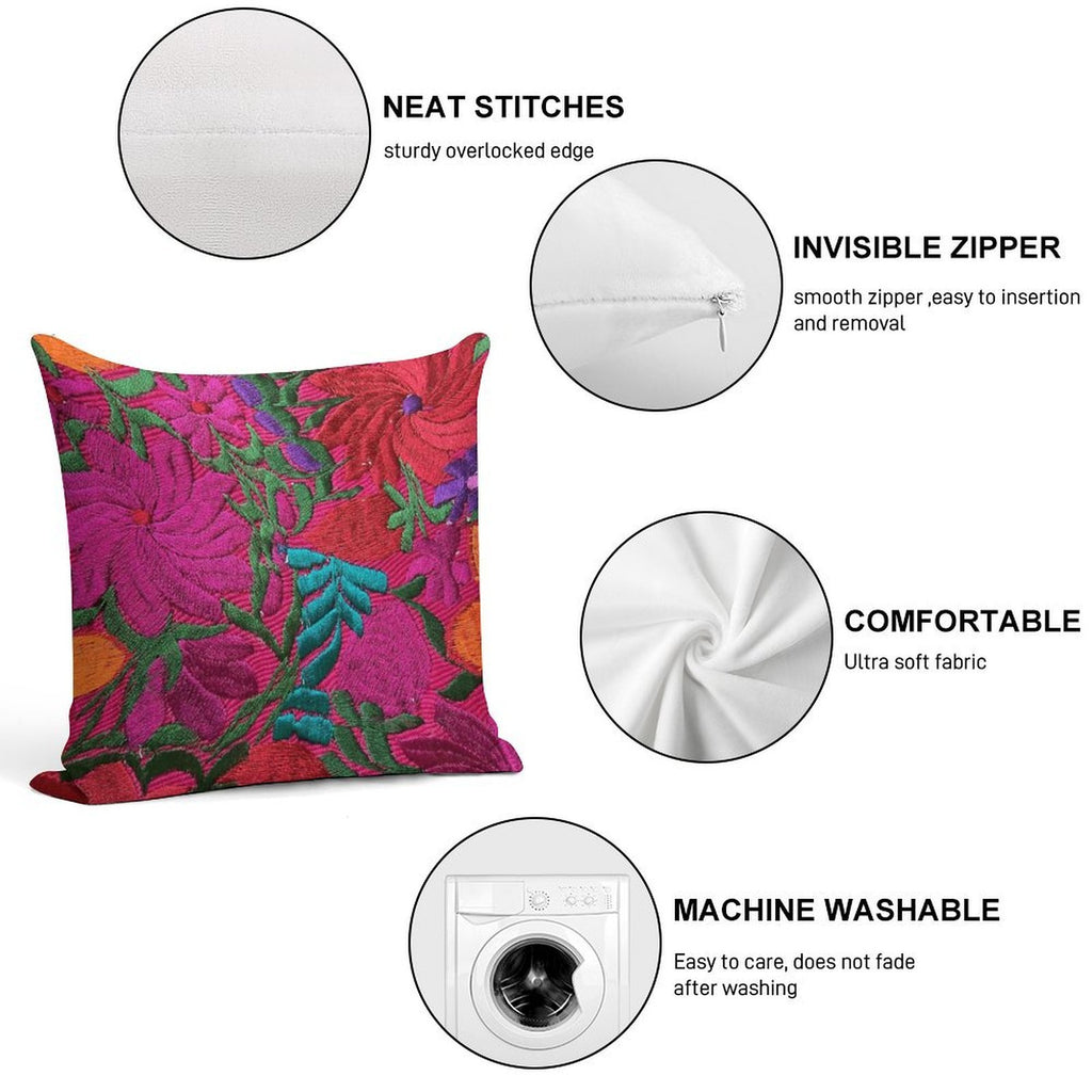 Mexican Embroidered Soft Skin-Friendly Throw Pillow