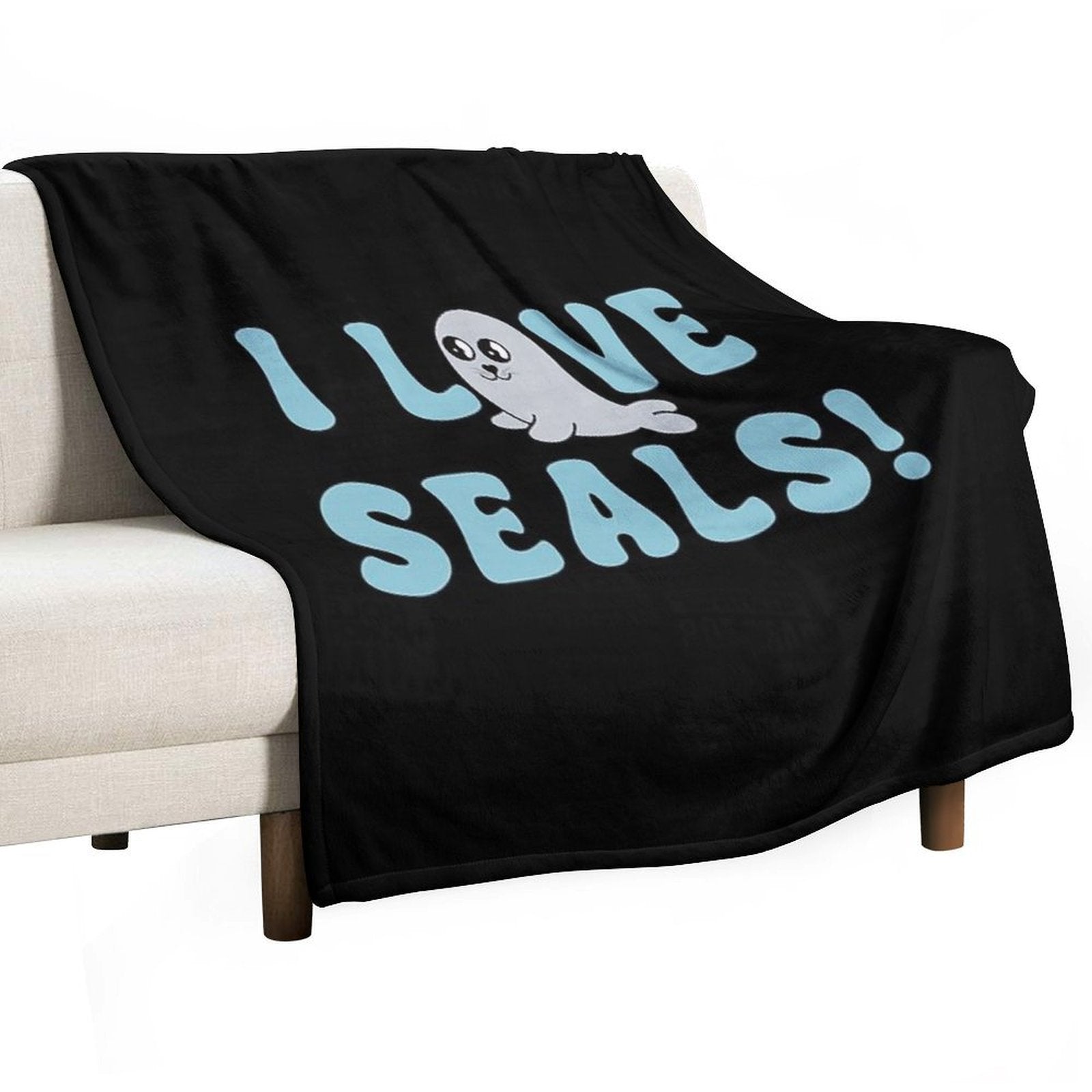 I Love Seals Sticker Artwork Velvety-soft Throw Blanket
