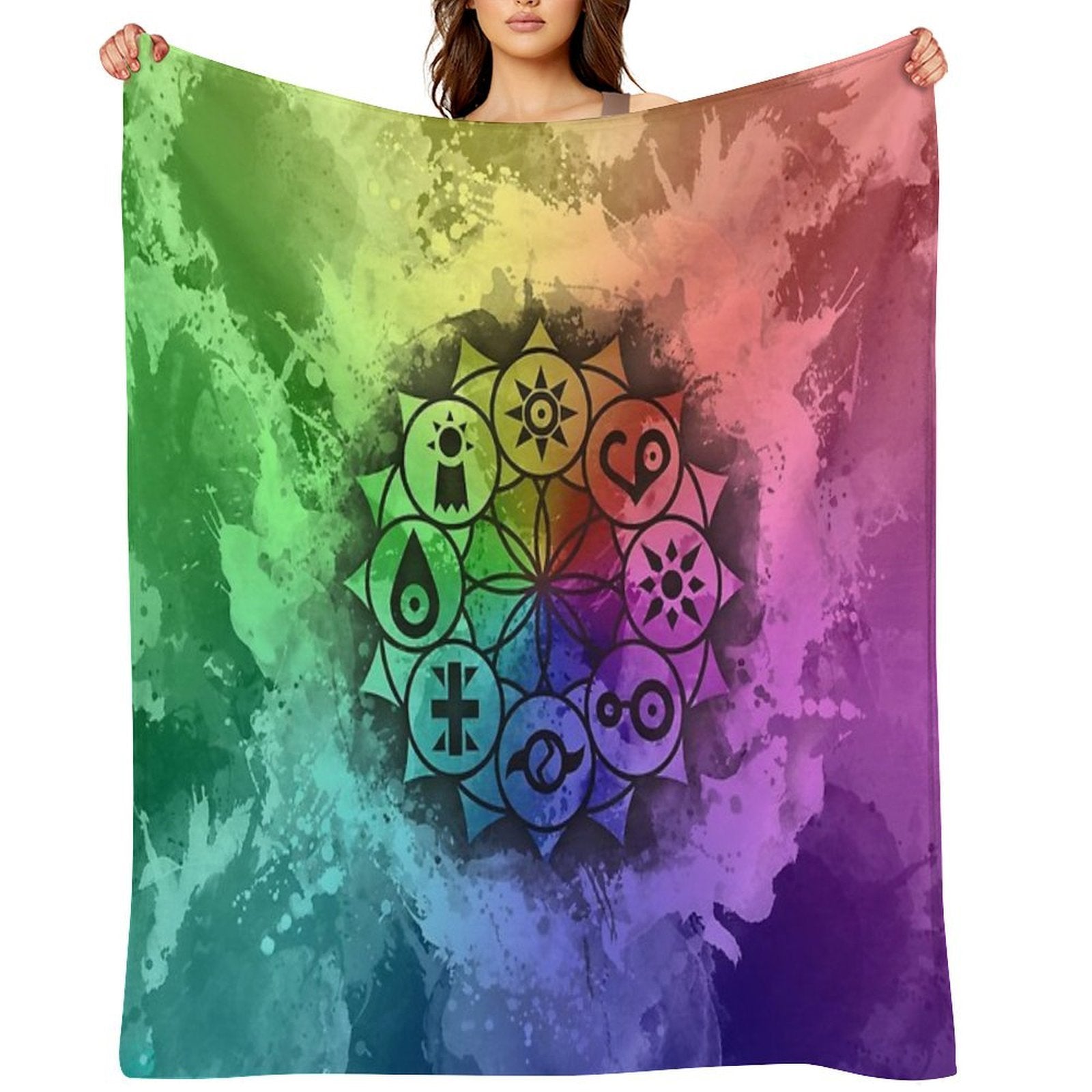 Digimon Mandala Paint Compact Throw Blanket