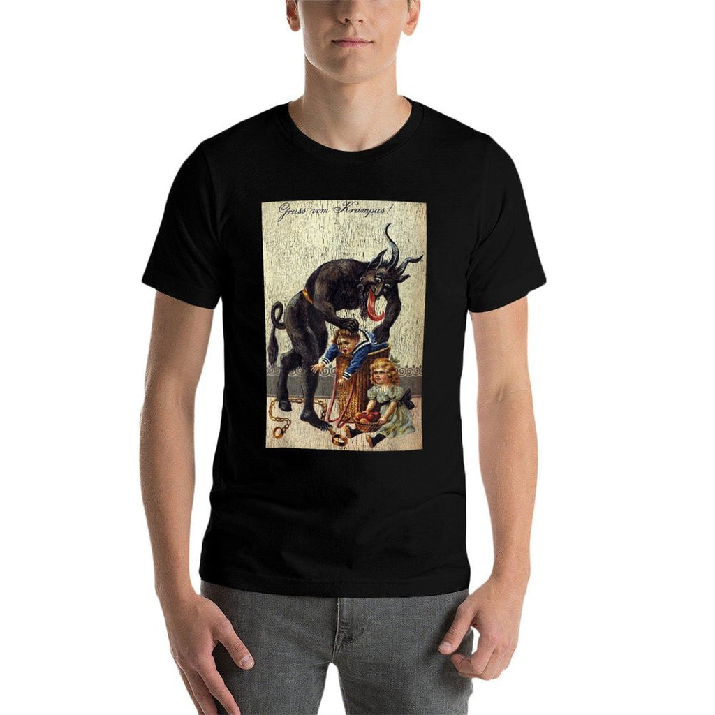 Gruss Vom Krampus Horror Christmas Art Creepy Evil Santa Fun  High-quality Stitching T-Shirt