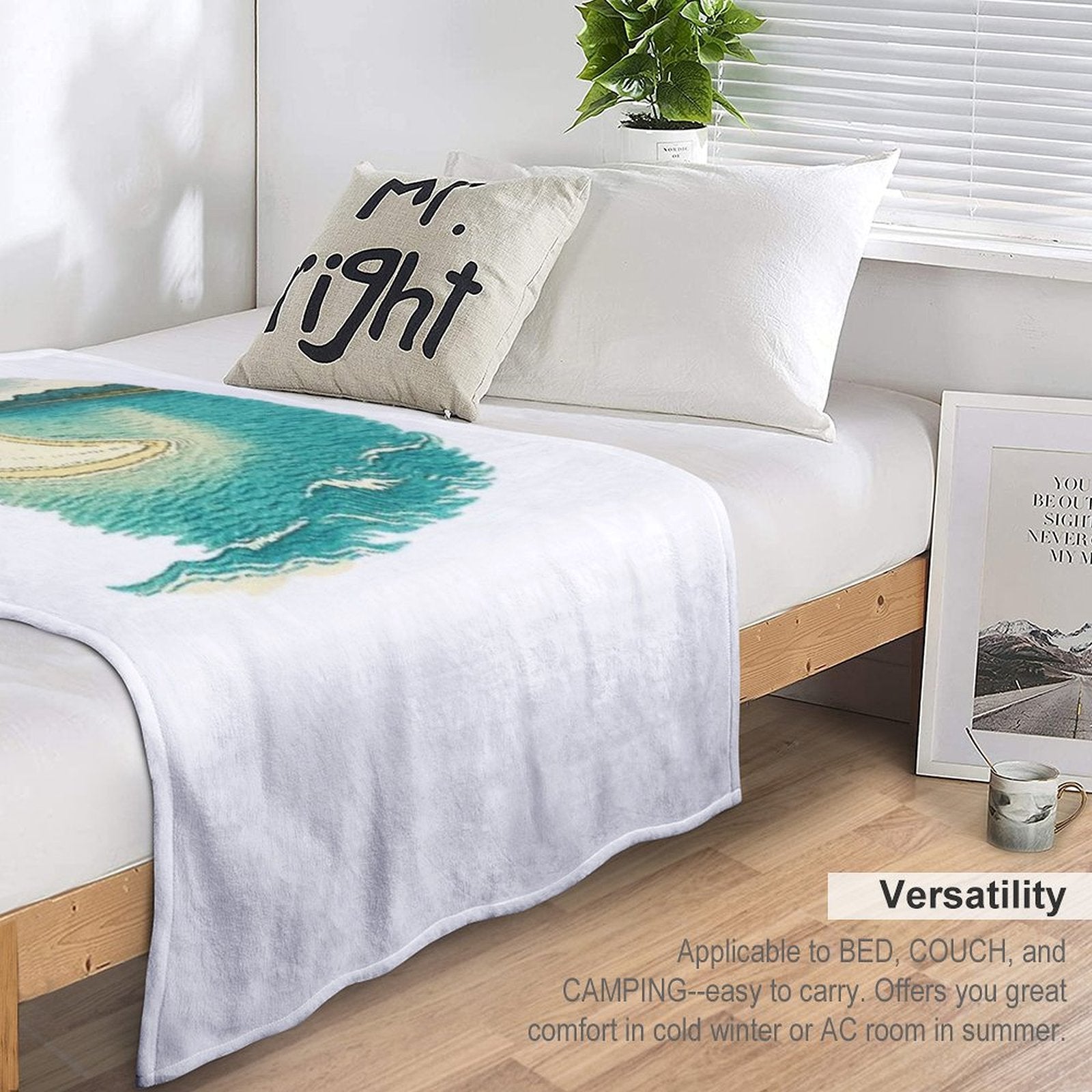 Sandbar Seascape Art  Serene Coastal View - Retro Island Vibes Multi-functional Throw Blanket