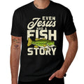 Jesus Fish Story Fisherman God Christ Fishing Christian Gift  Cotton T-Shirt