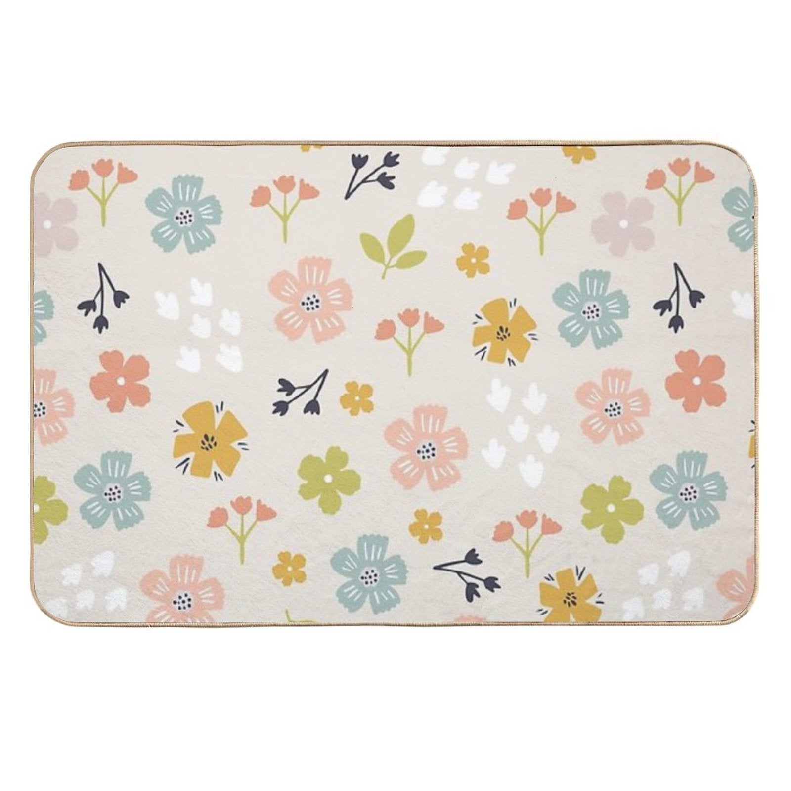 Spring Florals in Pastel Neutrals  Non-Slip Bath Mat