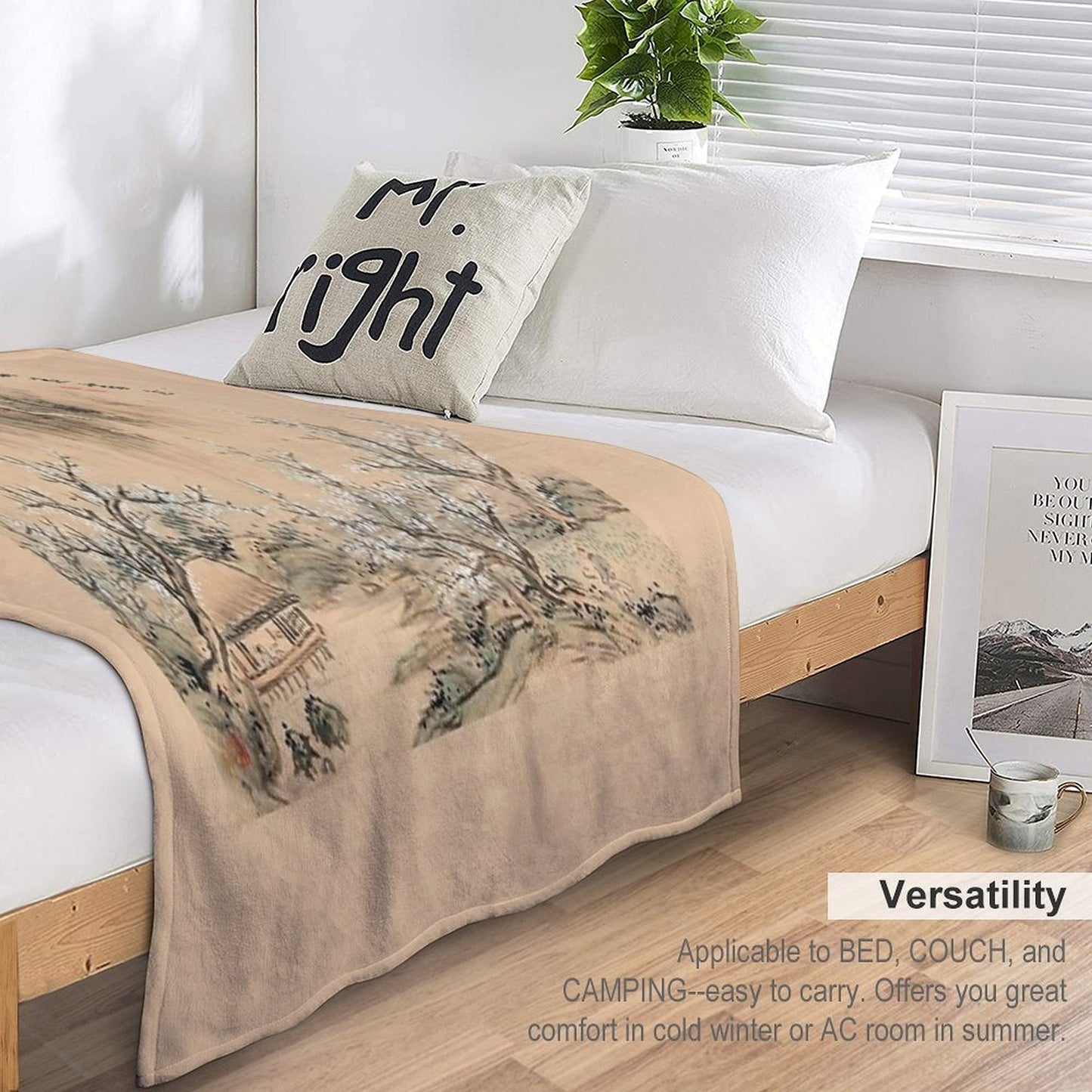Landscapes of The Four Seasons-Spring (Restored Japanese Painting) Wrinkle-free Throw Blanket