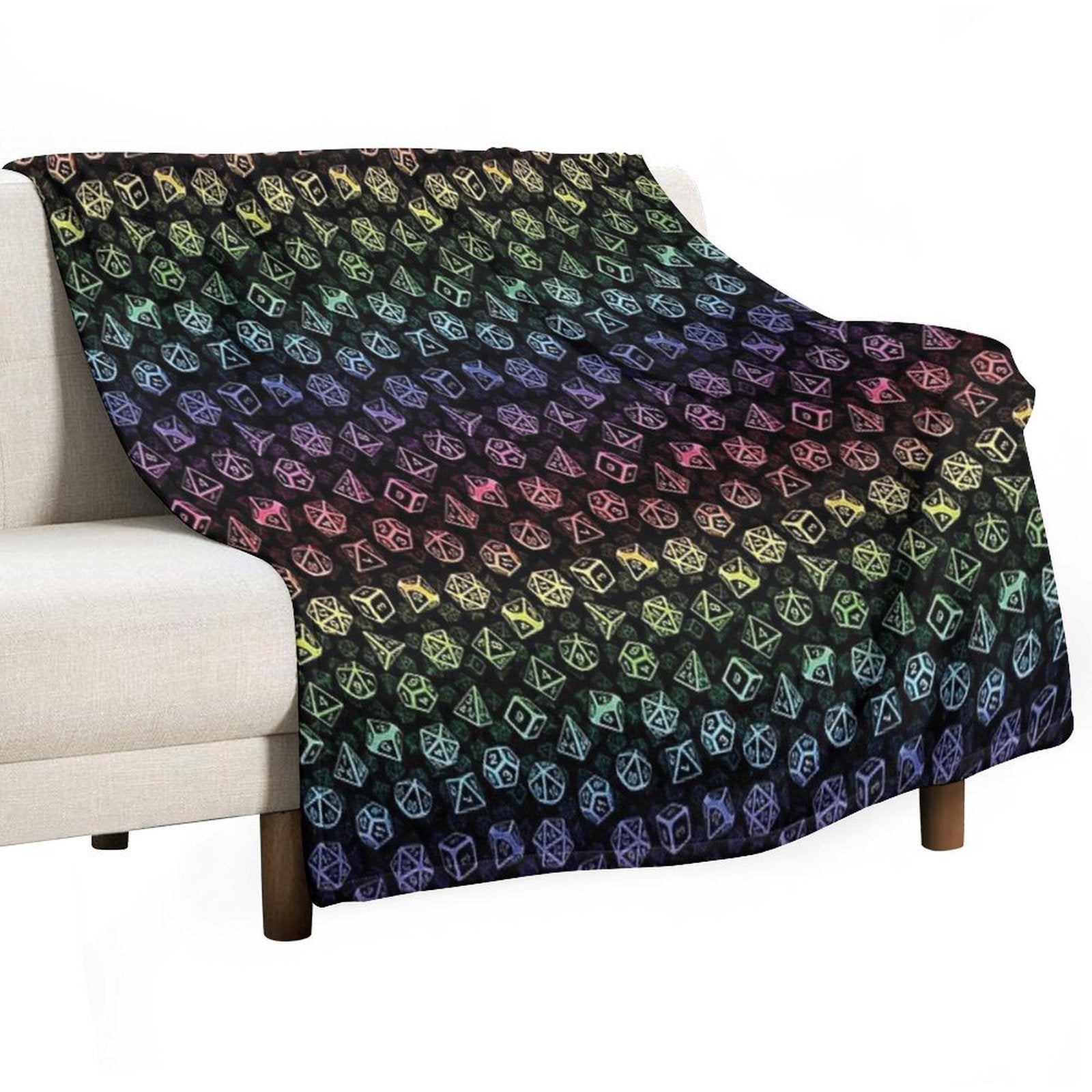 D20 Dice Set Pattern (Rainbow) Versatility Throw Blanket