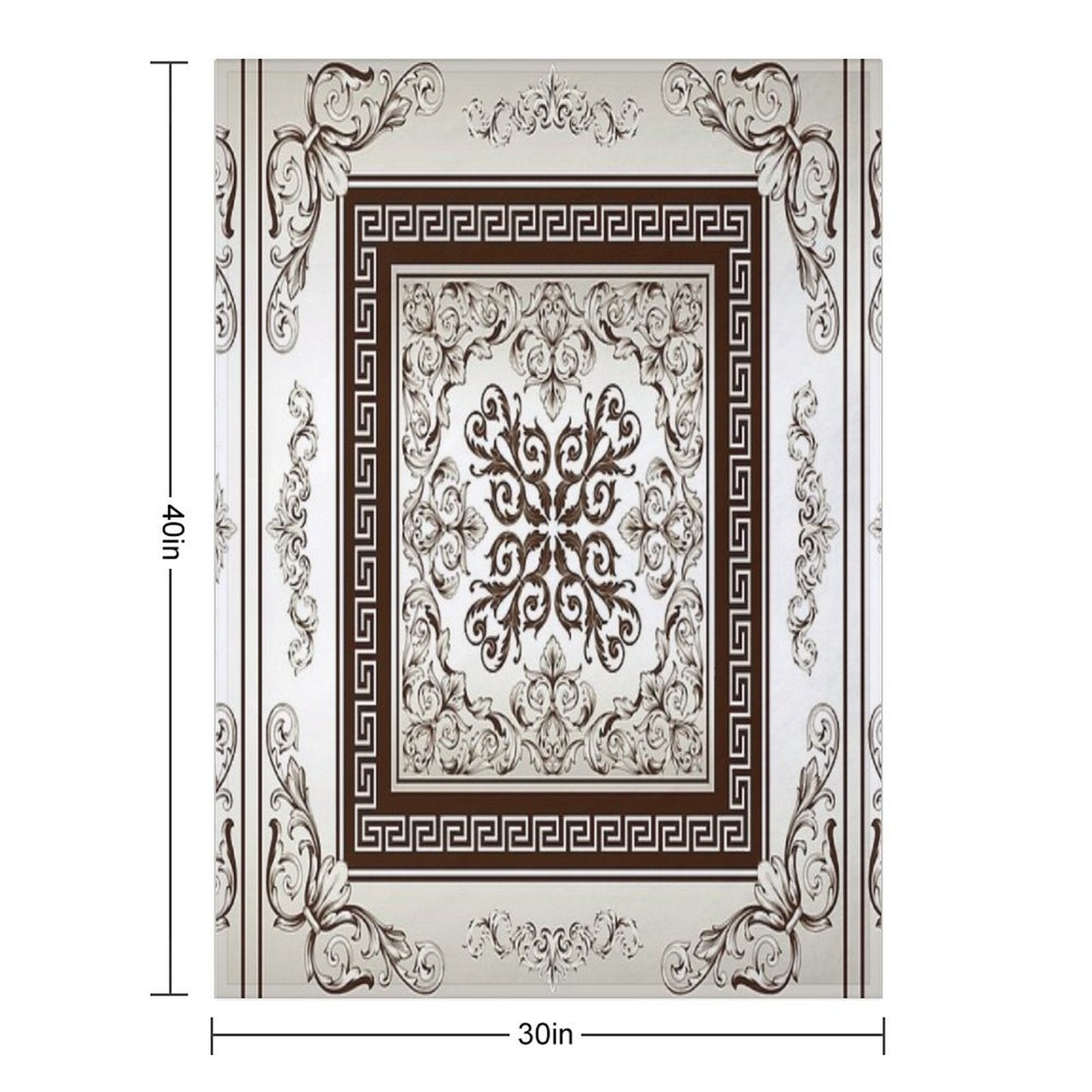 Baroque Filigree Cream And Brown Greek Meander Comfort Throw Blanket