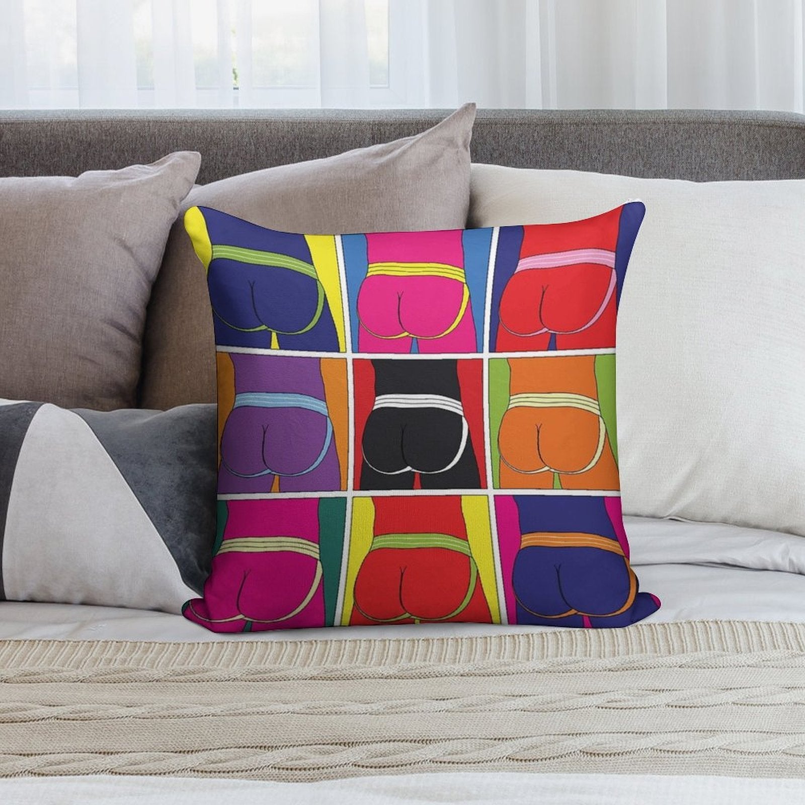 Pop Art Jockstrap Desire Nine Soft Washable Throw Pillow
