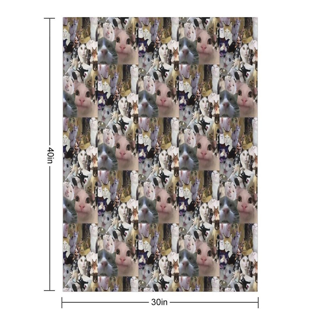 Cursed Cat Collage Compact Throw Blanket