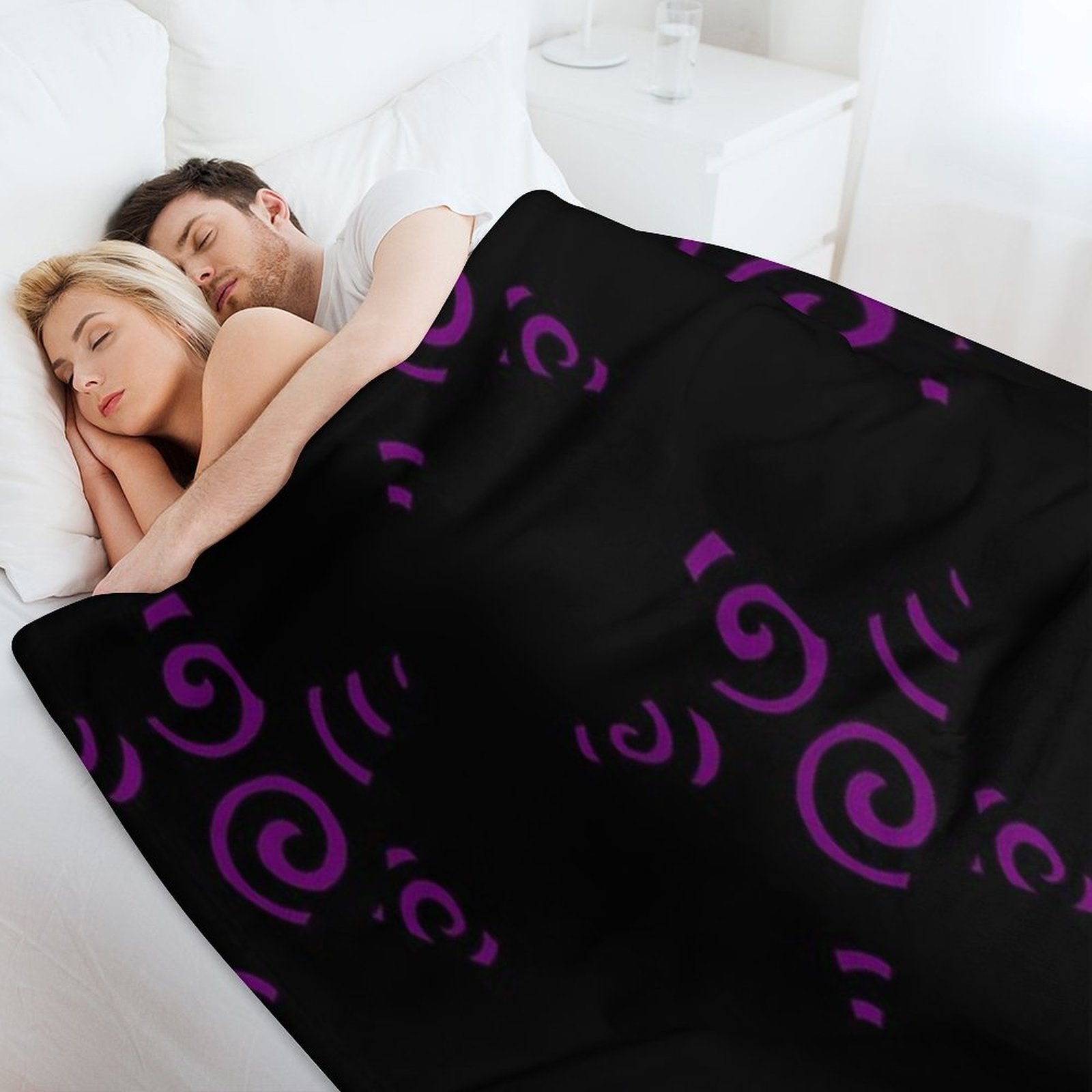 Purple Swirly Star Plush Throw Blanket