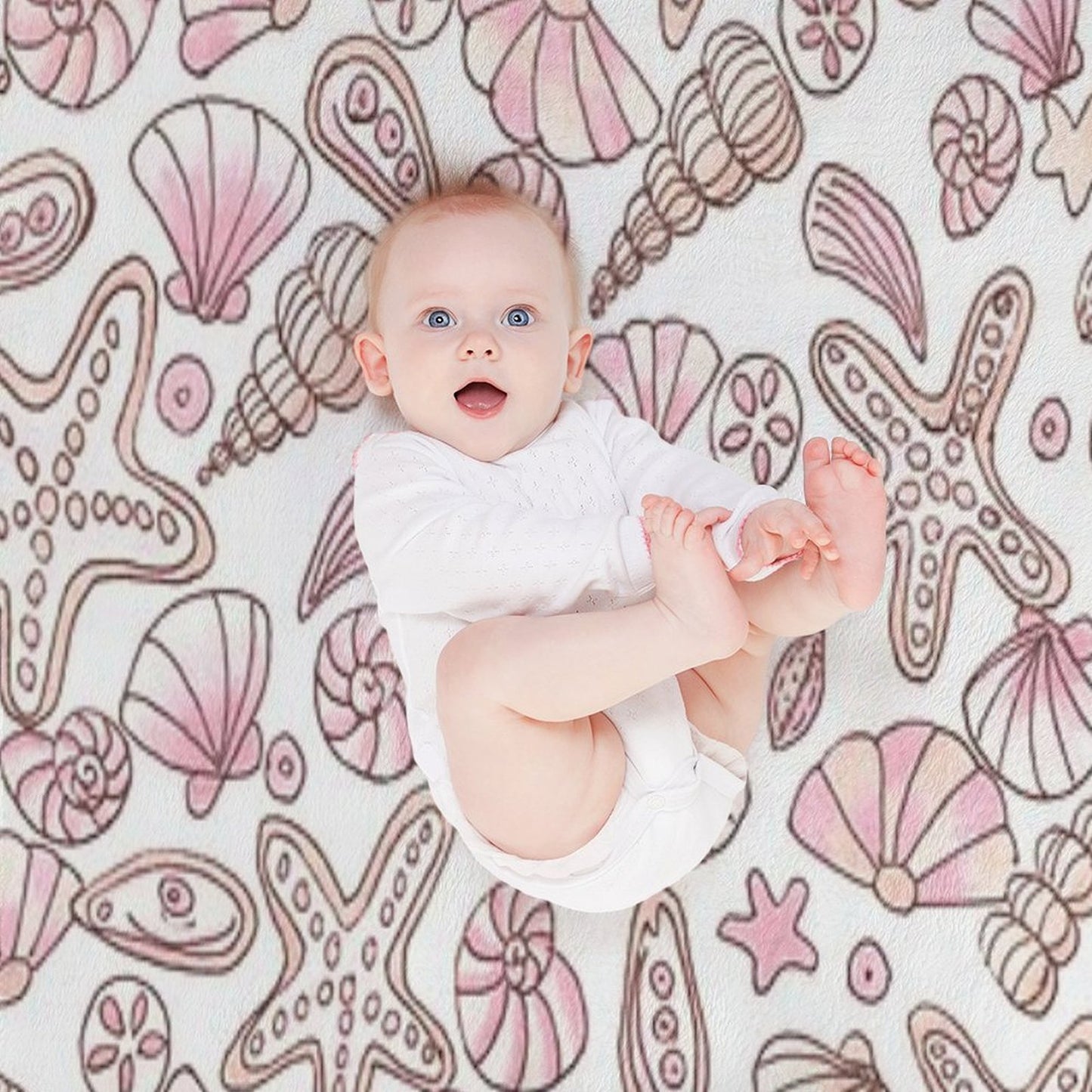 Millennial Pink Seashells Quick-dry Throw Blanket