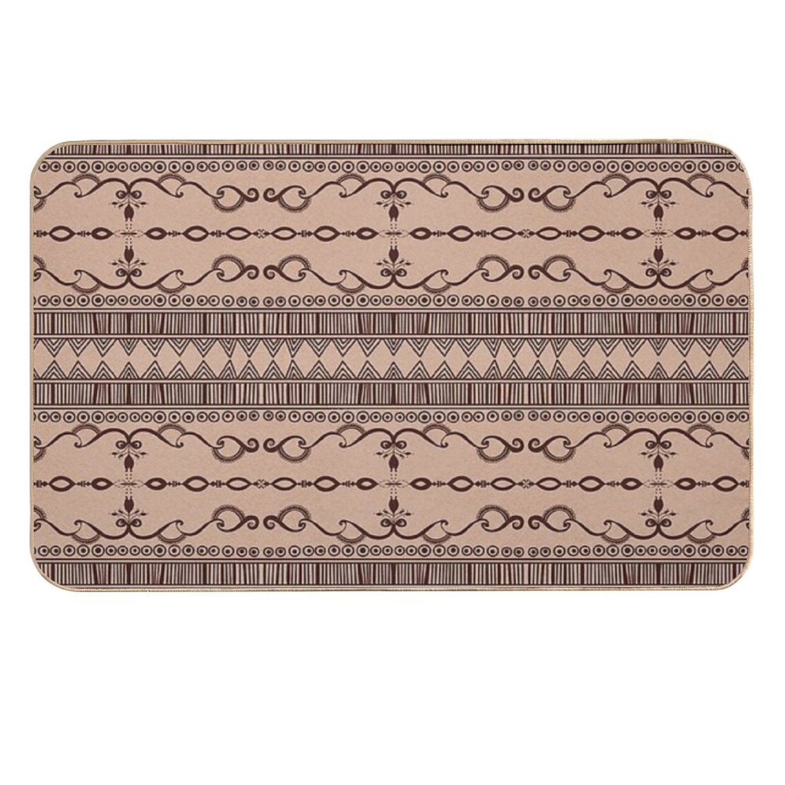 Regular Tan Neutral Egyptian Pattern  Pet-Safe Bath Mat