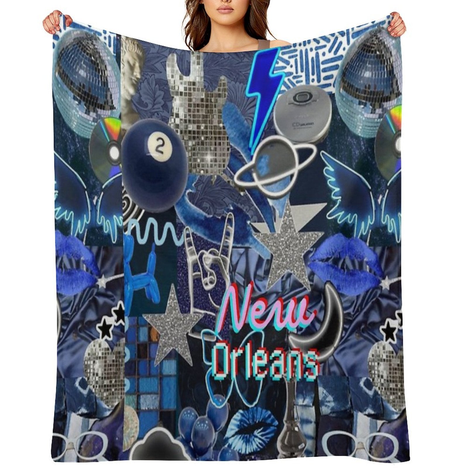 New Orleans Louisiana COLLAGE Wrinkle-free Throw Blanket
