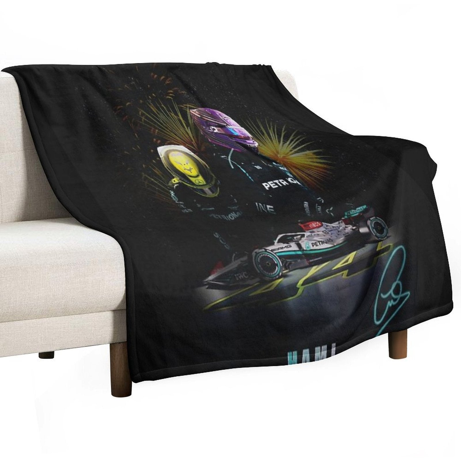 Lewis Hamilton Digital Art Posters Plush Throw Blanket