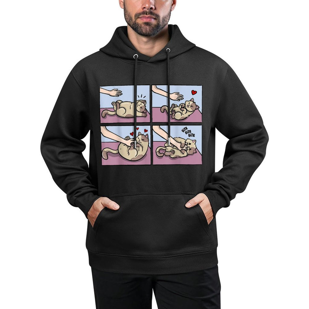 Bite Belly Rub Pet Owner Kitten Lover Cute Fluffy Cat for Men Women Kids Versatile Streetwear Hoodie