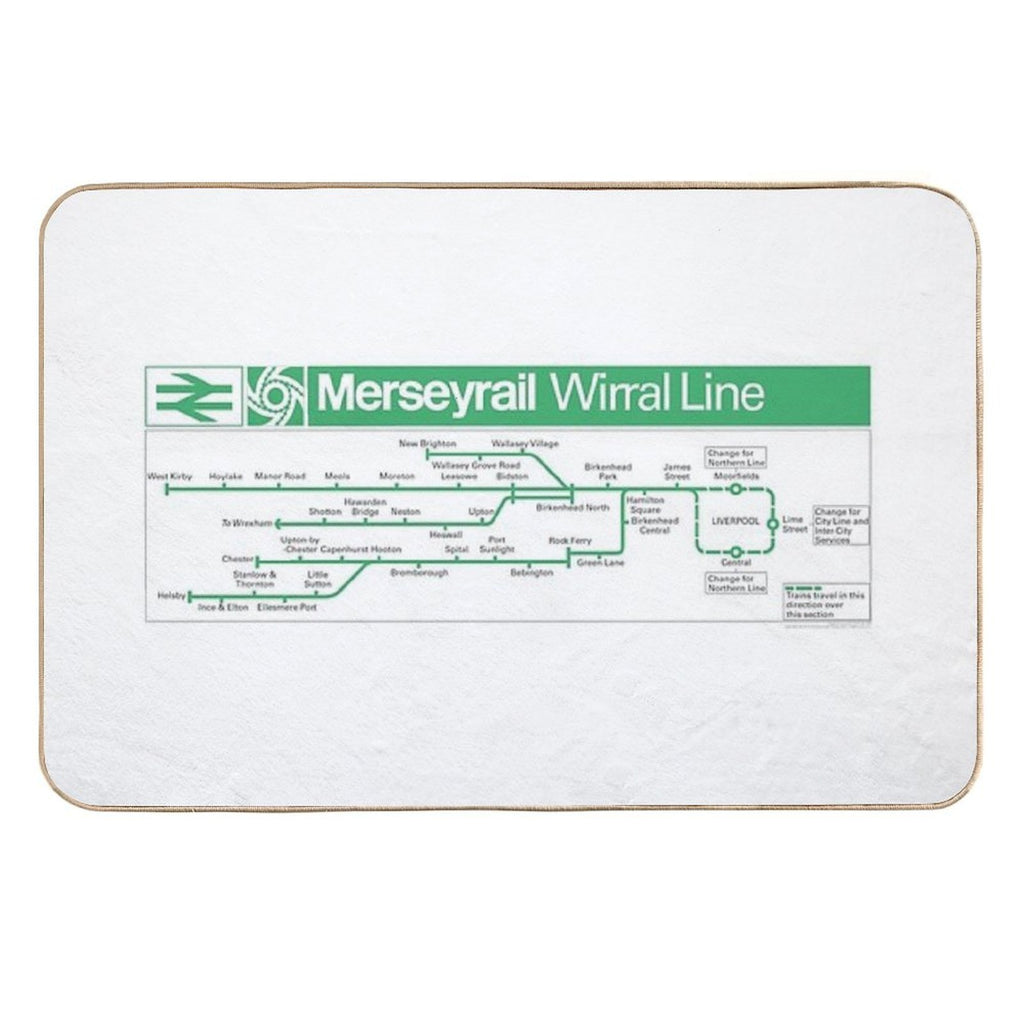 Merseyrail Wirral Line Carriage Map 1978  Toxin-Free Bath Mat