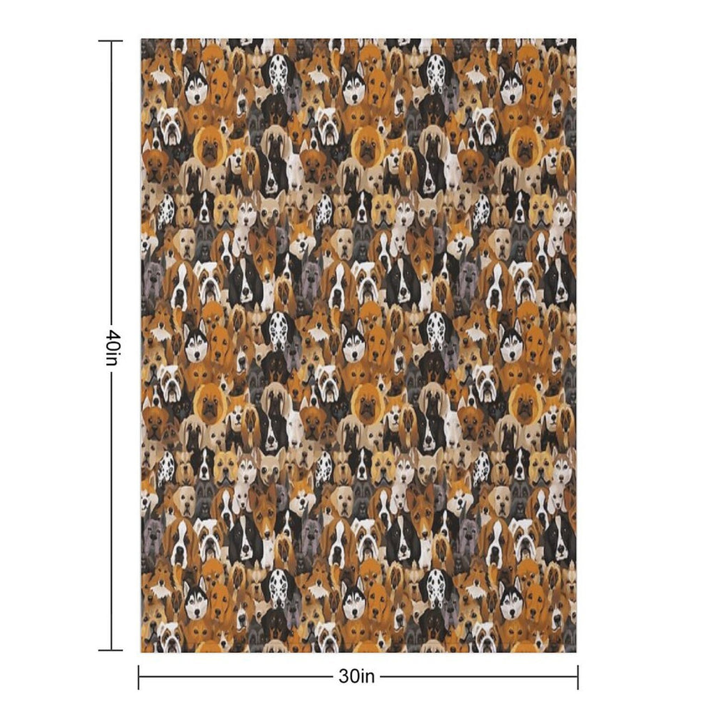 Watercolor Dog Pattern Shrink-resistant Throw Blanket