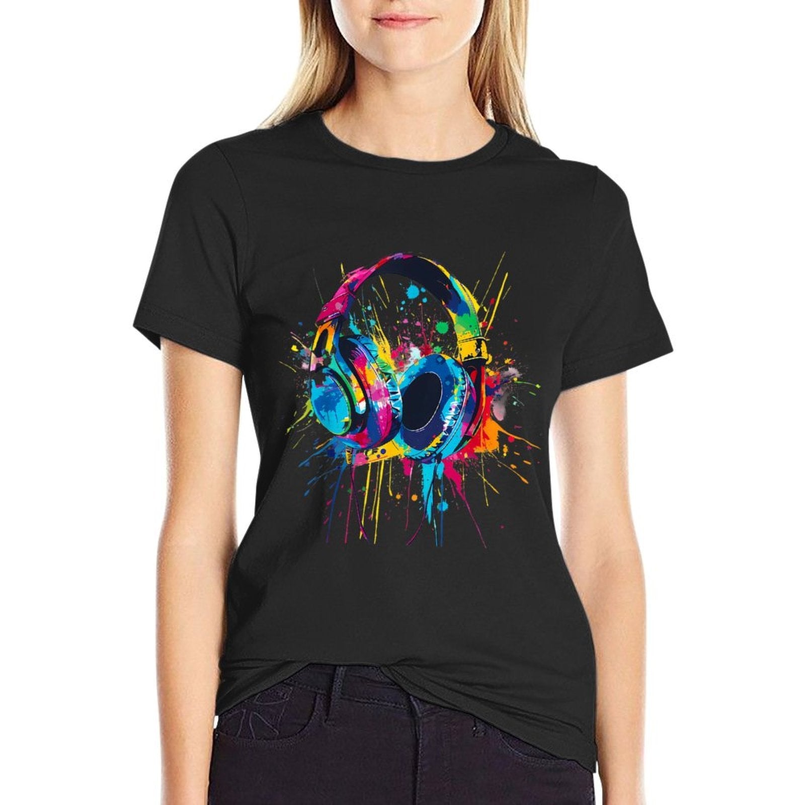 Headphones Music DJ Music Headphones Splash EDM Music Lover  Breathable T-Shirt
