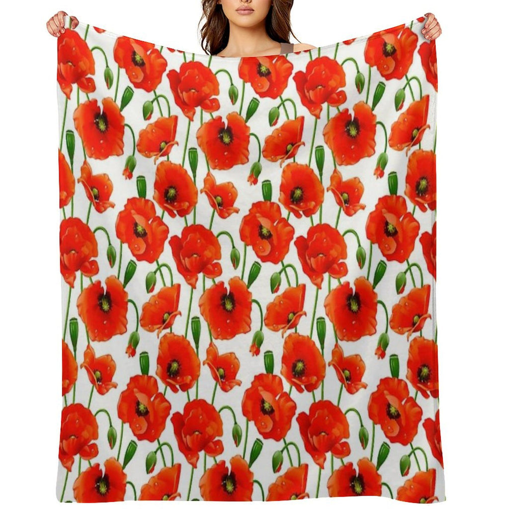 Beautiful Red Poppy Flowers Versatility Throw Blanket