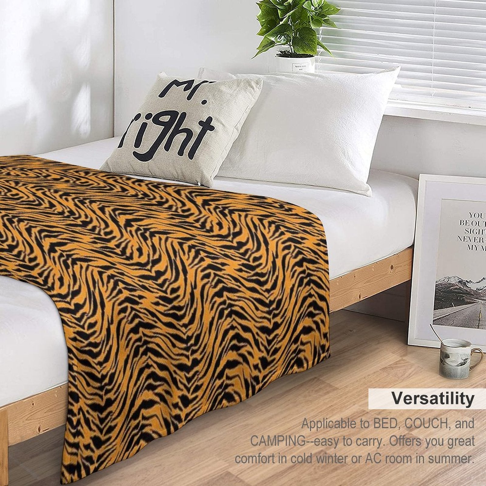 Tiger Skin Pattern Travel-friendly Throw Blanket