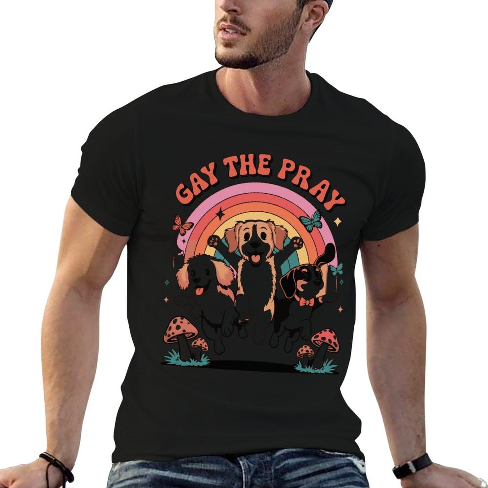 Pride Dogs Funny Dog Lover Meme Rainbow  Heathered Texture T-Shirt