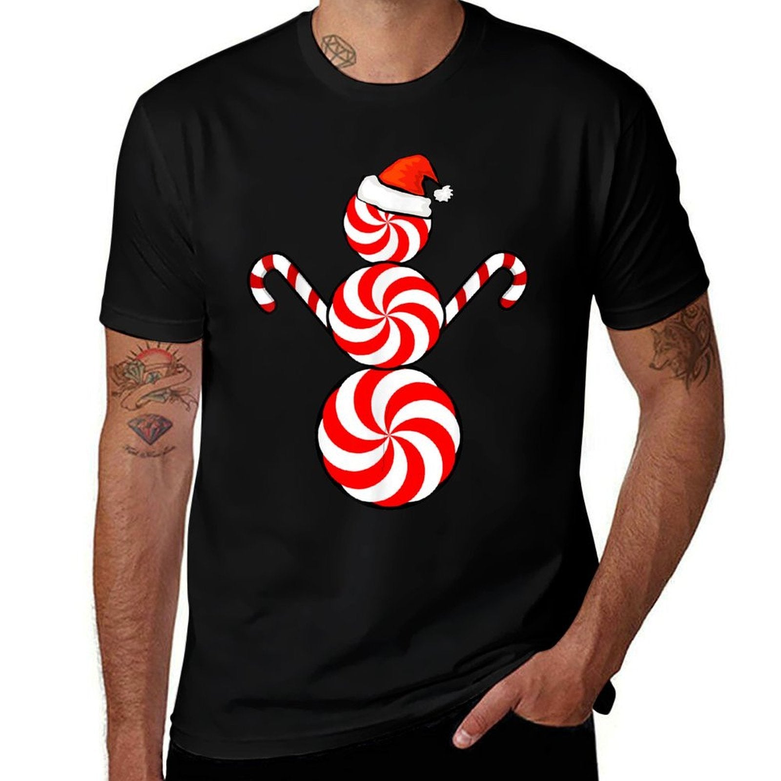 Funny Christmass Peppermint Candy Snowman  Classic T-Shirt