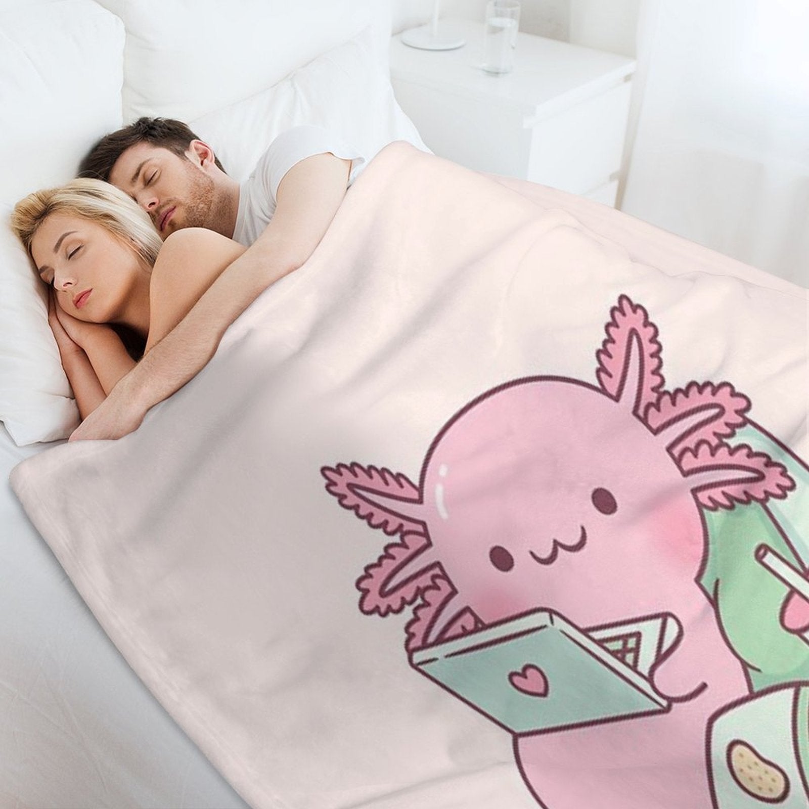 Cute Chilling Axolotl Versatility Throw Blanket