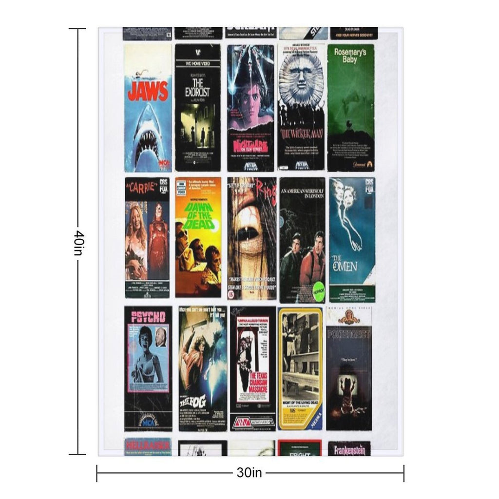 Horror Movie Classics - Cult Films - Vintage VHS Collection Travel-friendly Throw Blanket