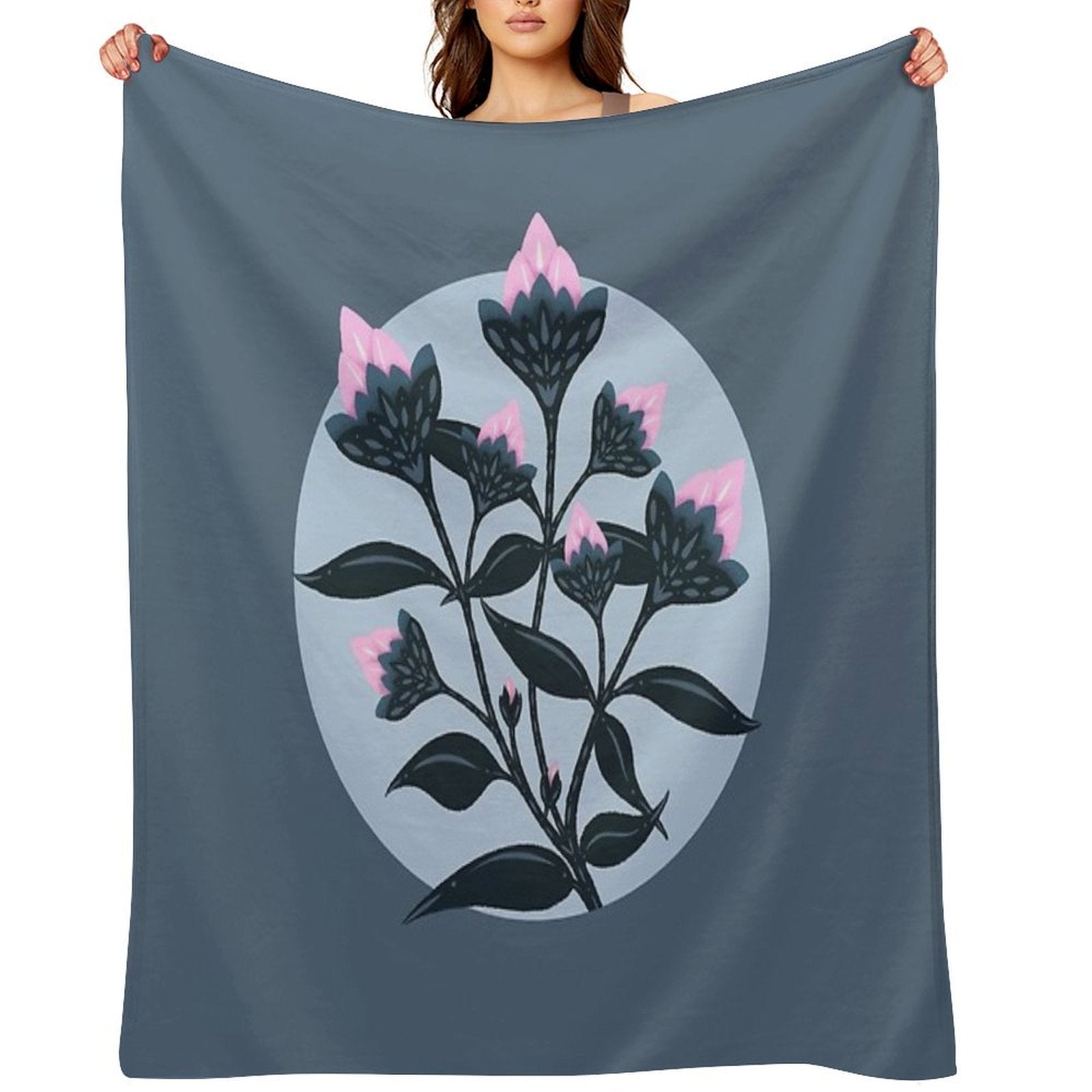 Abstract Flowers in Minimalist Style Gift-ready Throw Blanket