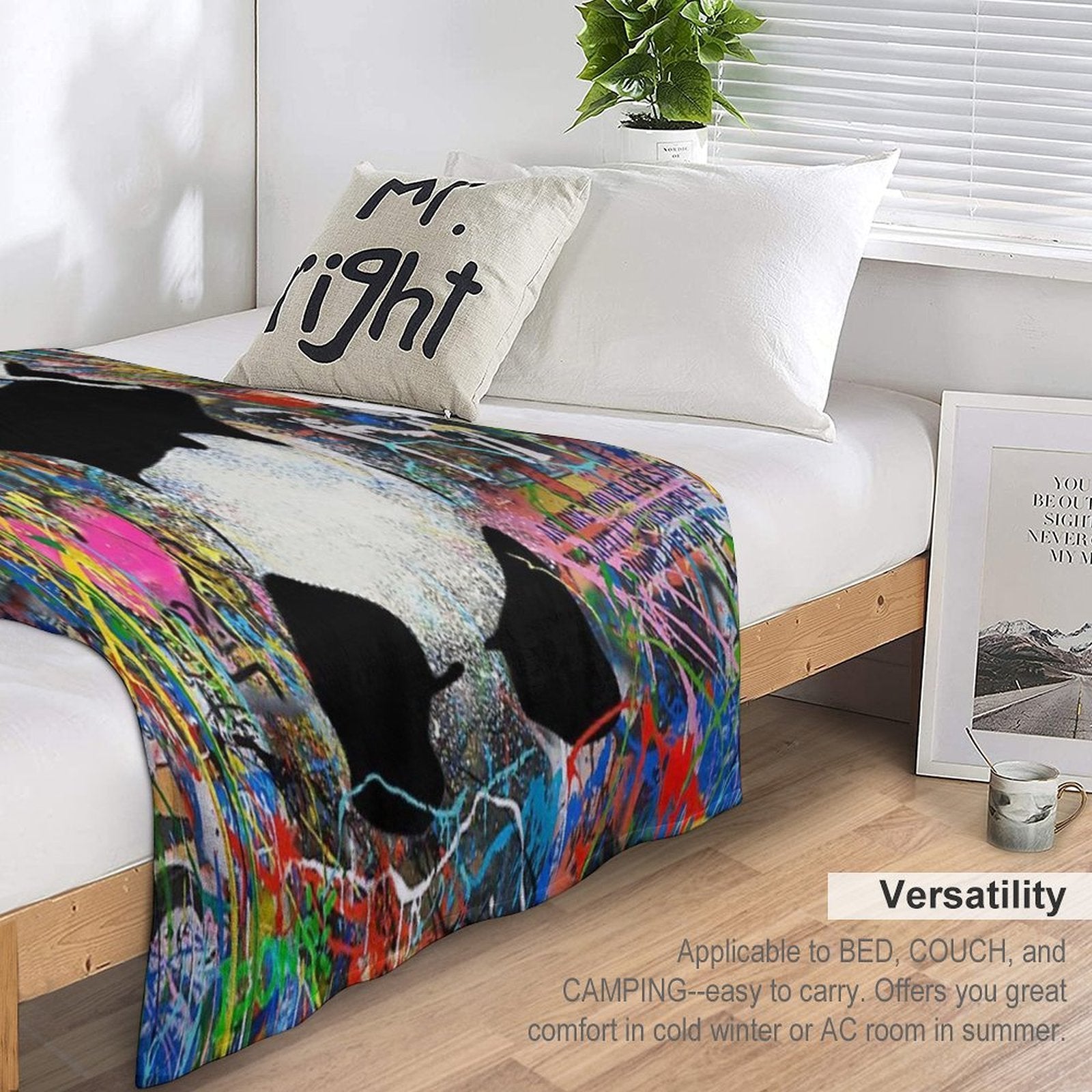 Panda With Guns Stick Em Up - Pop Street Art Banksy Lightweight Throw Blanket