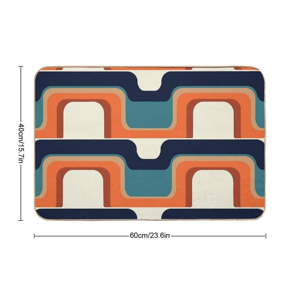 Mid-Century Modern Meets 1970s Orange & Blue  Odorless Bath Mat
