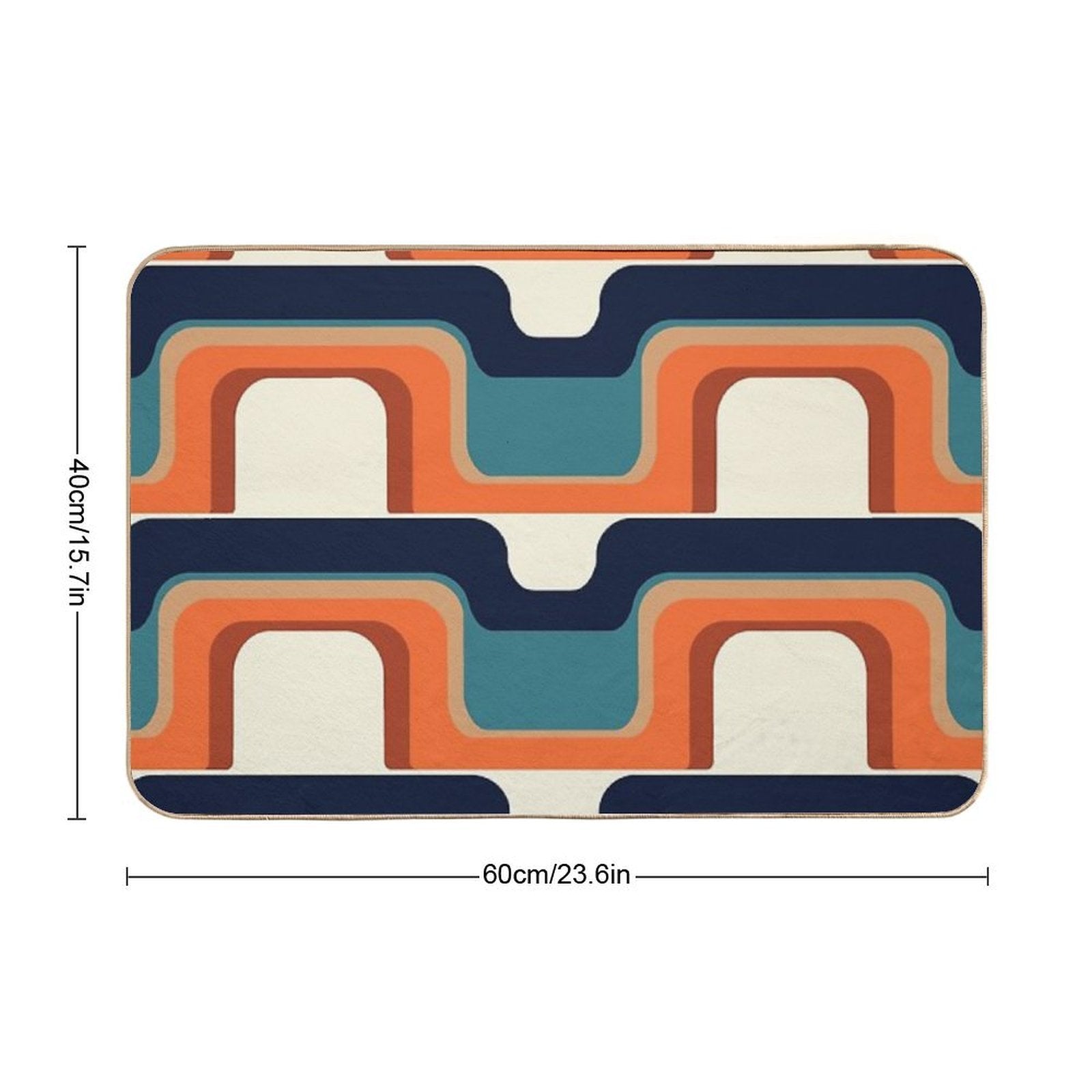 Mid-Century Modern Meets 1970s Orange & Blue  Odorless Bath Mat