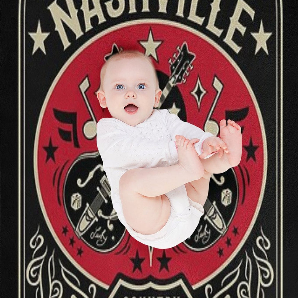 Country Music Lover Vintage Nashville Retro Tennessee Rockabilly Guitars All-season Throw Blanket