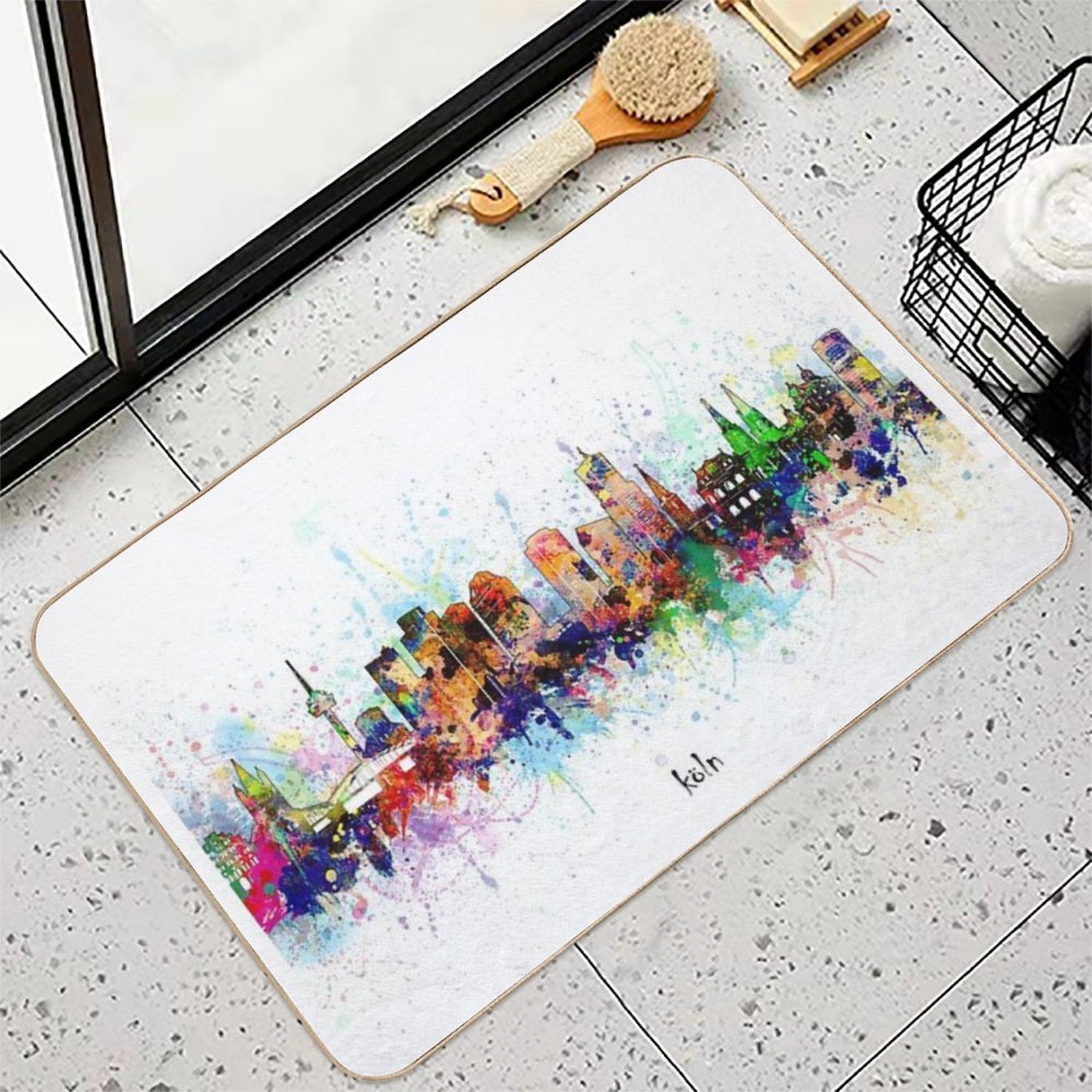 Cologne Skyline  Stain-Proof Bath Mat