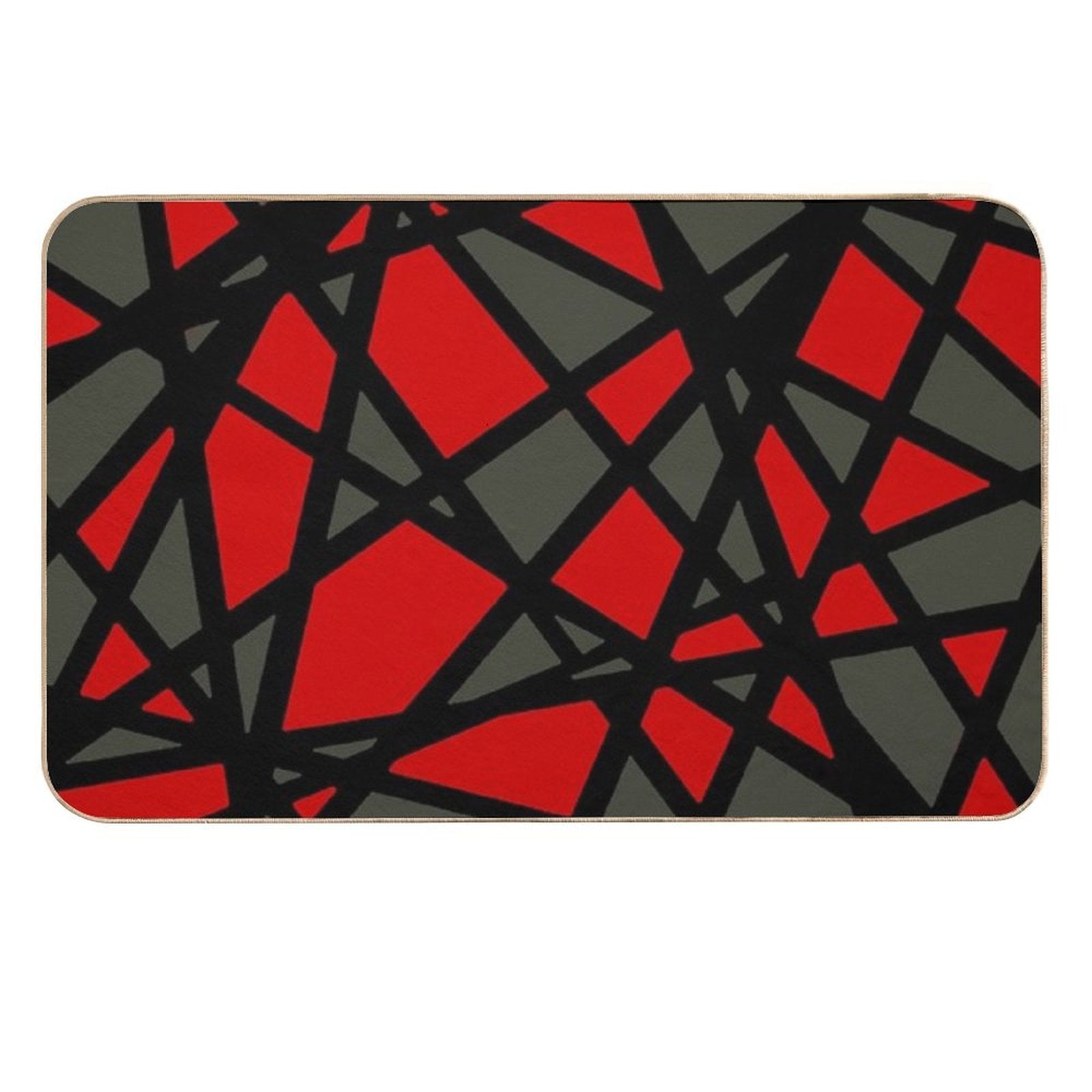 Black Lines Create Irregular Shapes Red Accent Abstract  Long-Lasting Bath Mat