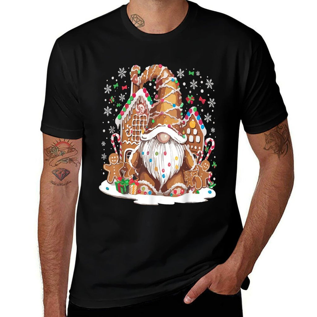 Gingerbread House Decor For Women With Christmas Gnome  Graphic-printed T-Shirt