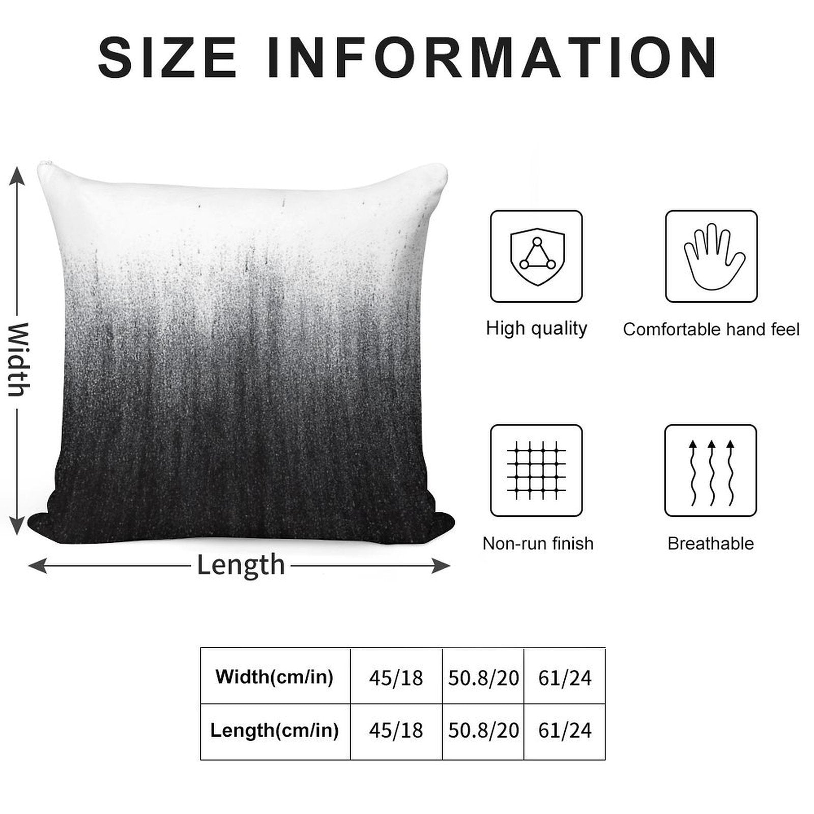 Charcoal Ombré Soft Short Plush Fabric Throw Pillow