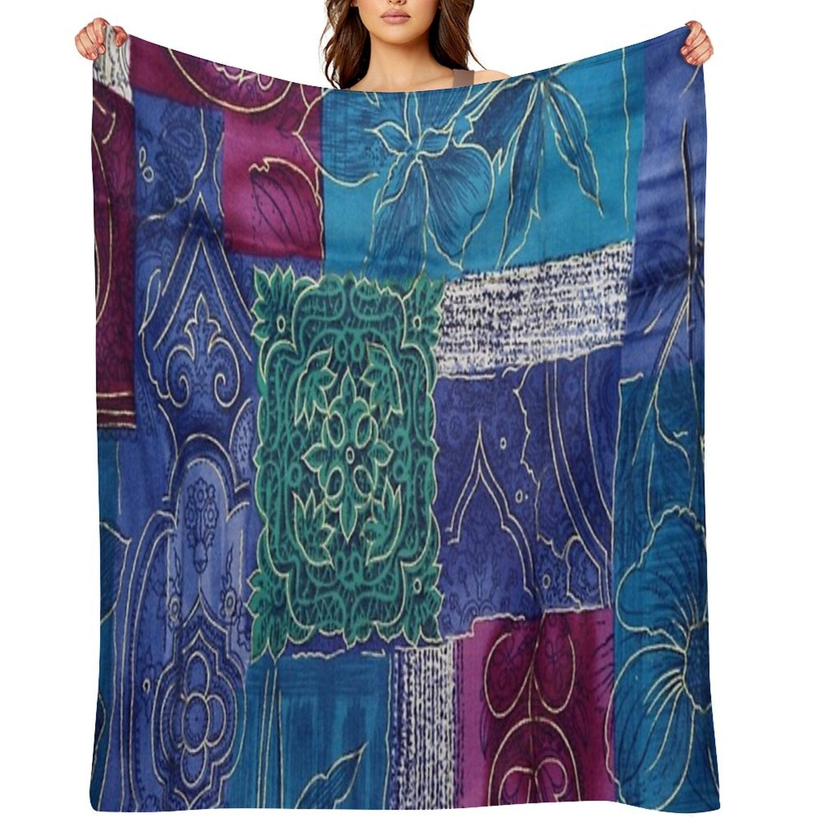 Tapestry Squares Comfort Throw Blanket