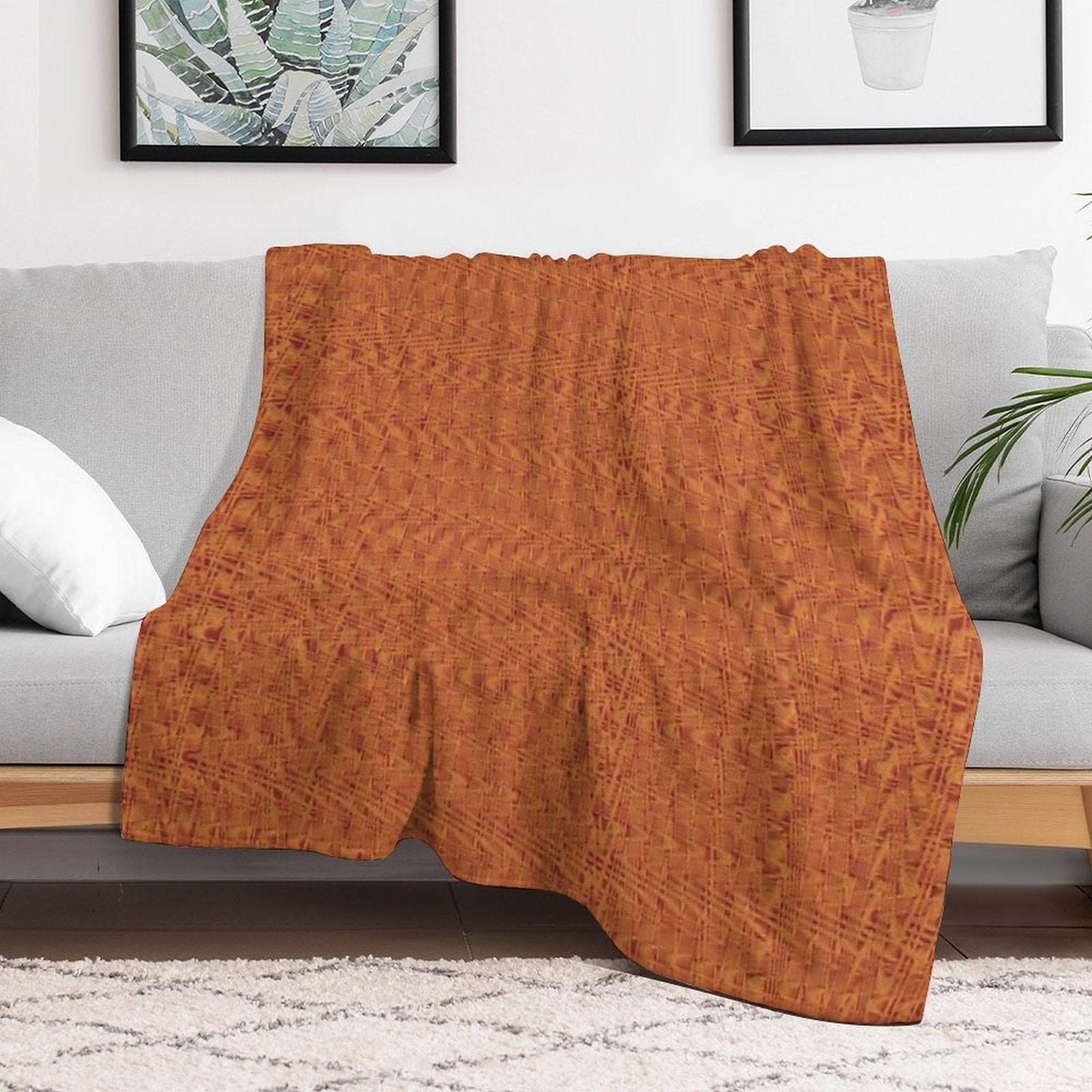 Orange Zig-zag Durable Throw Blanket