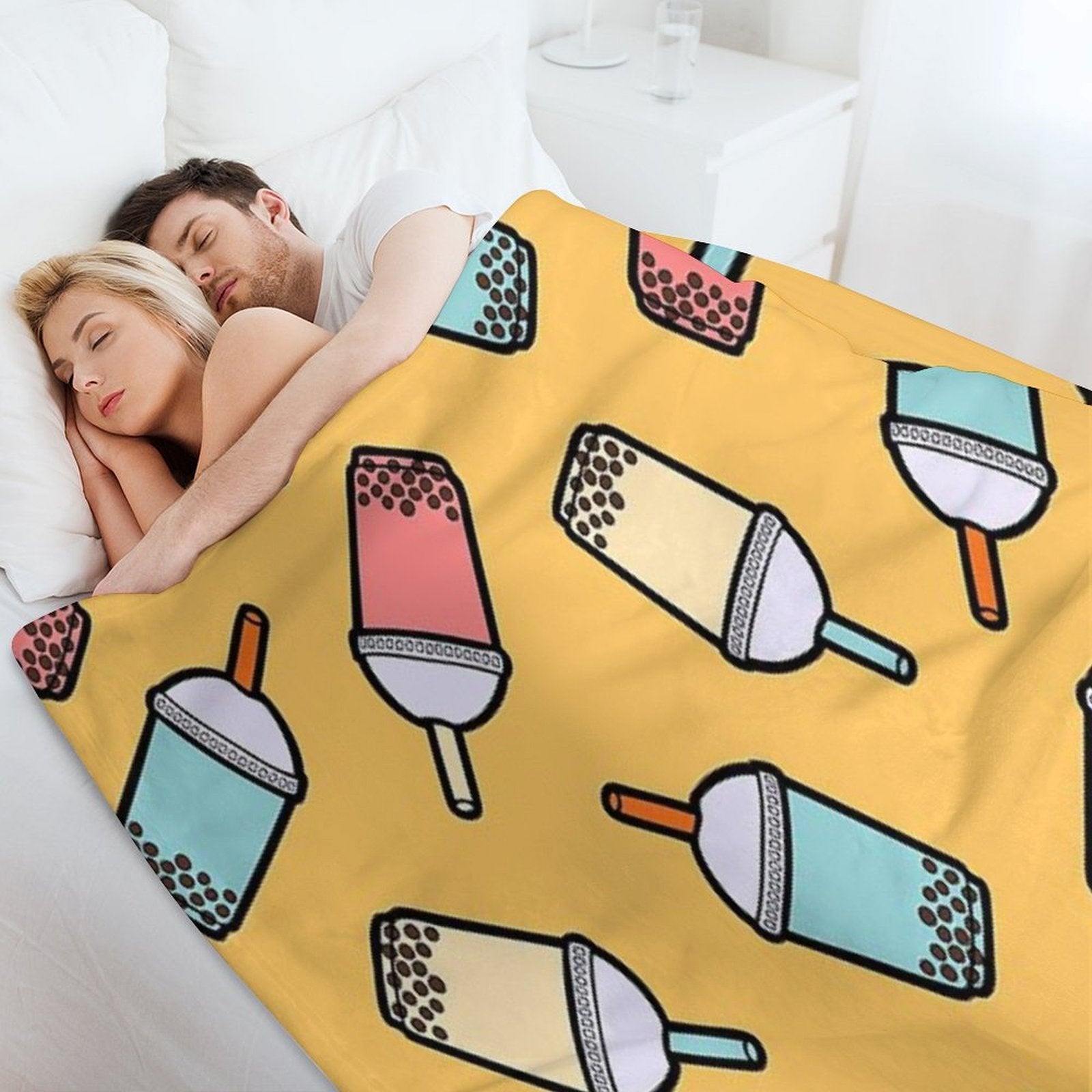Bubble Tea Pattern Multi-functional Throw Blanket