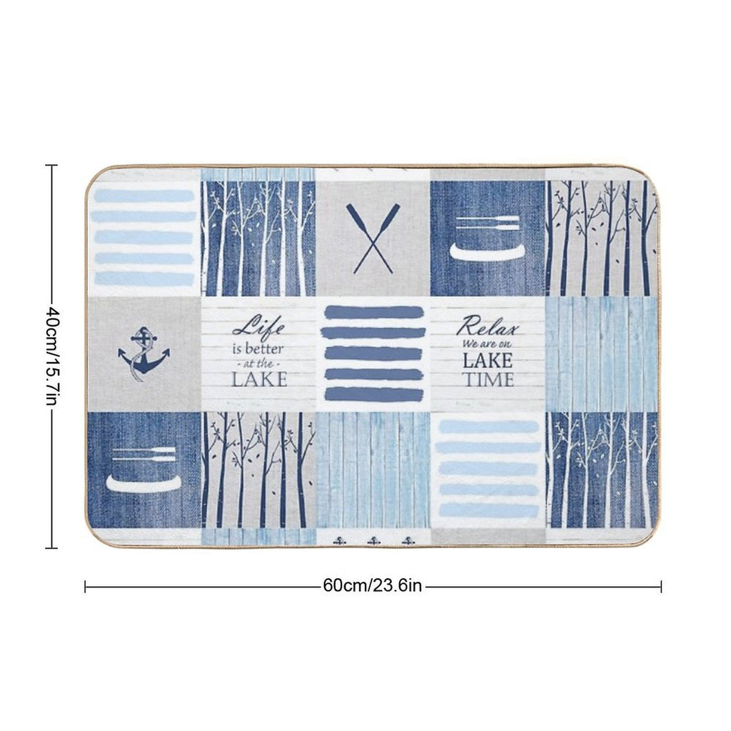 Life Is Better at The Lake Patchwork  Stain-Proof Bath Mat