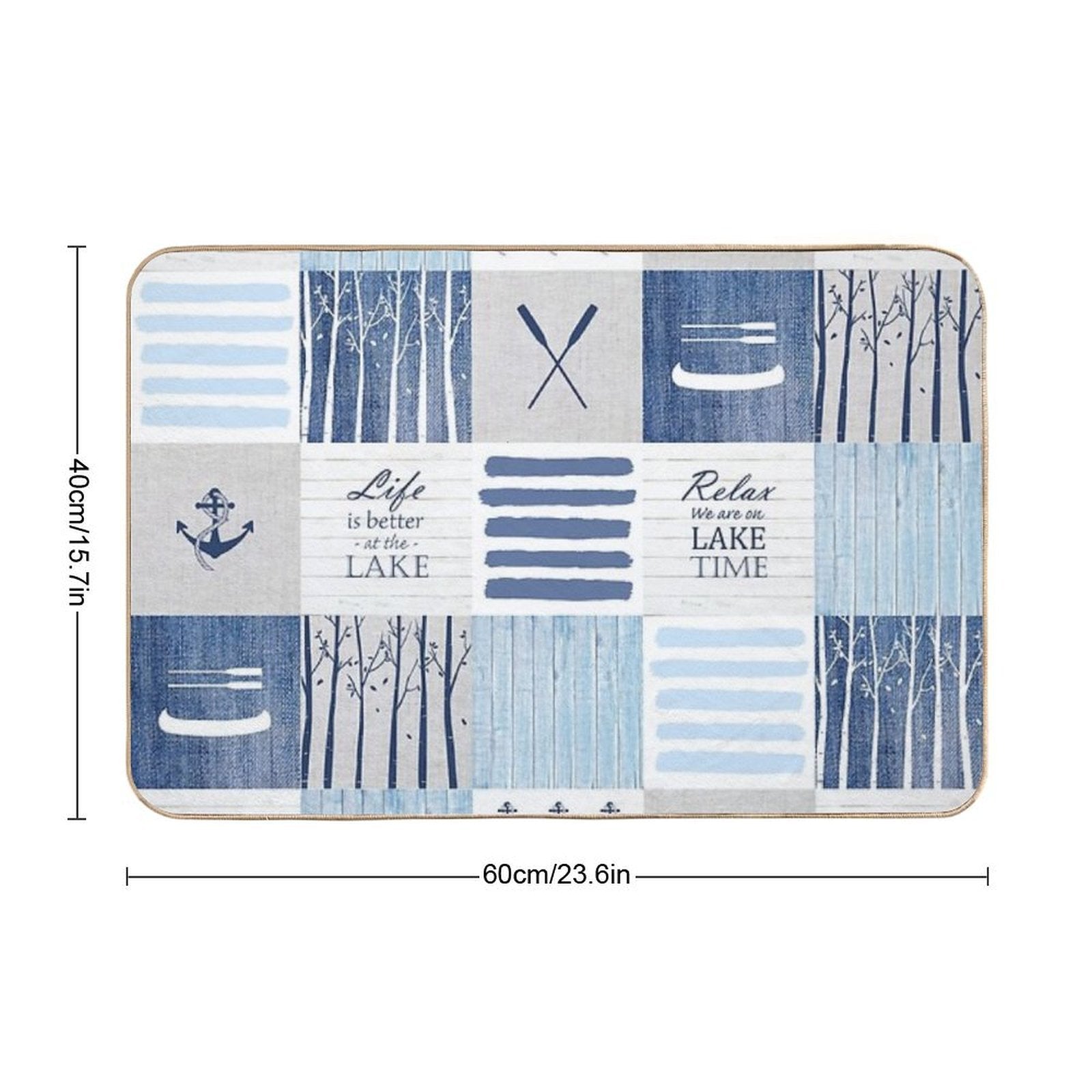Life Is Better at The Lake Patchwork  Stain-Proof Bath Mat