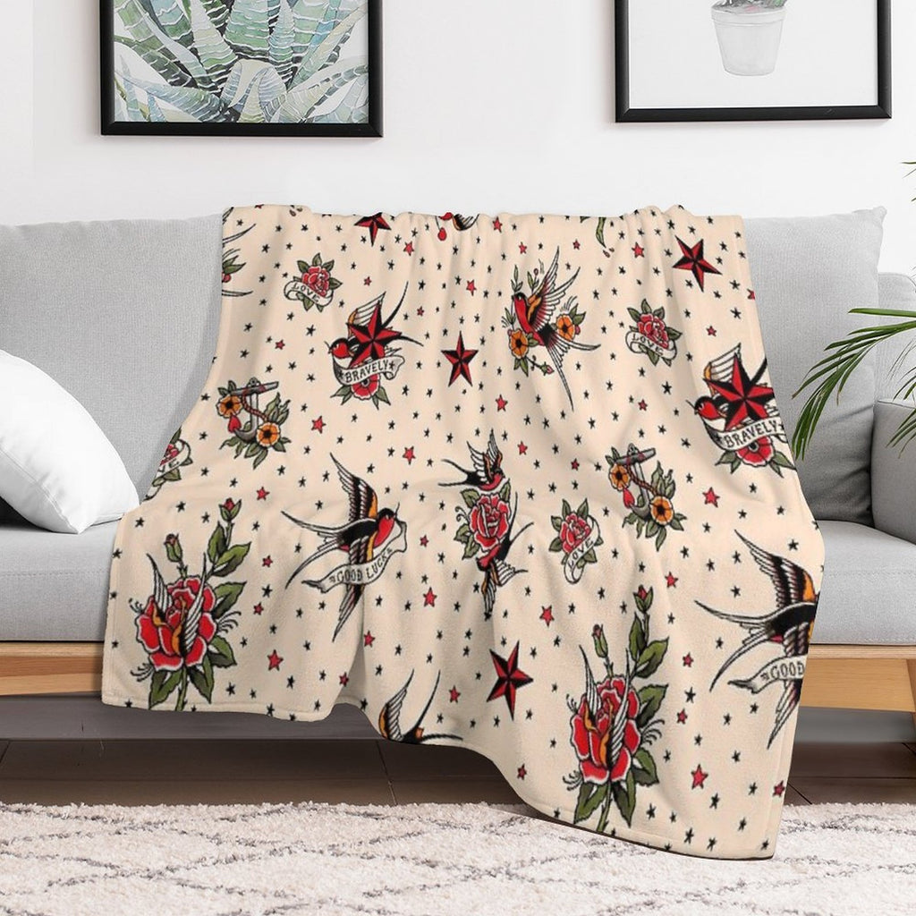 Tattoo Flash Machine-washable Throw Blanket