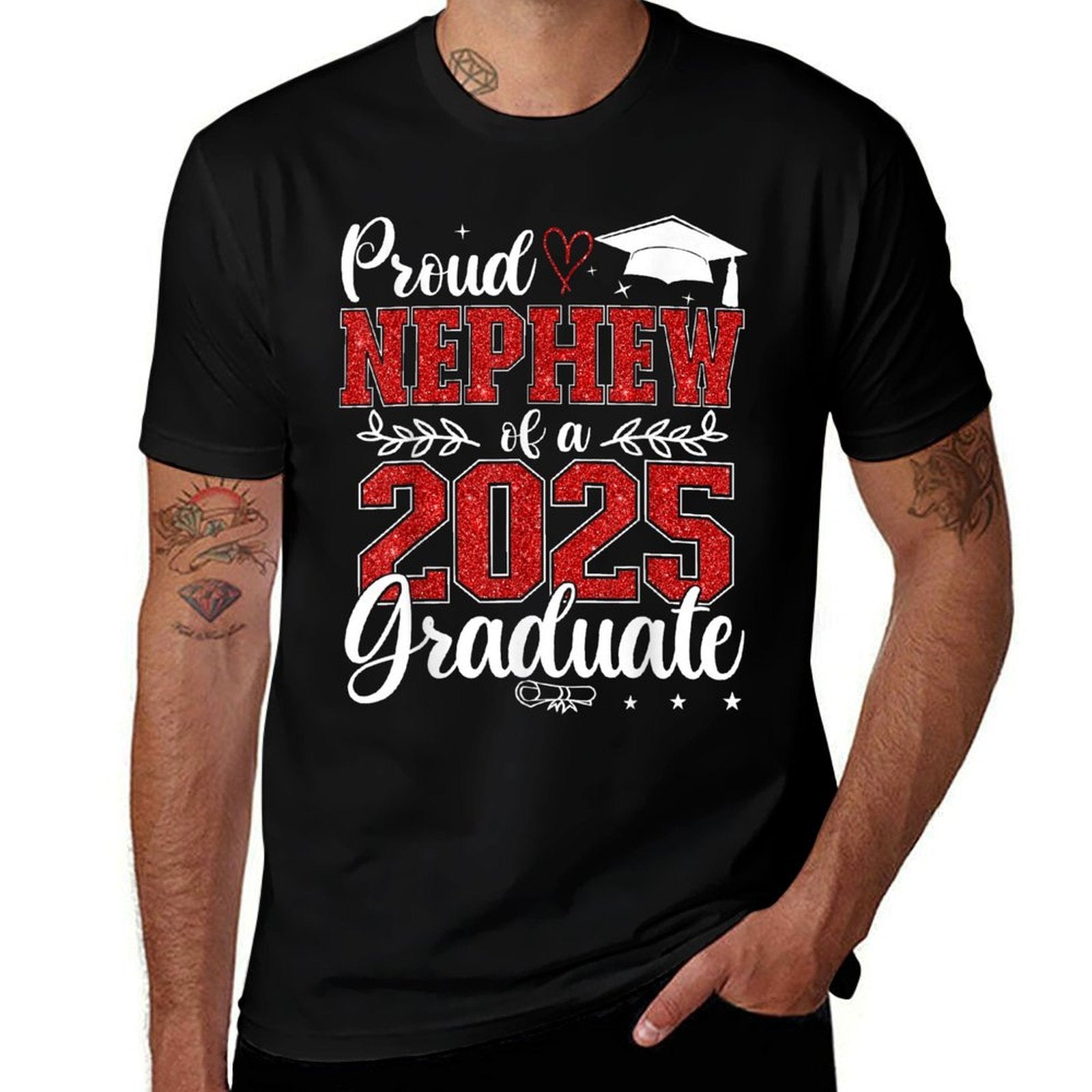 Proud Nephew Of A Class Of 2025 Graduate Senior Graduation  Heathered Texture T-Shirt