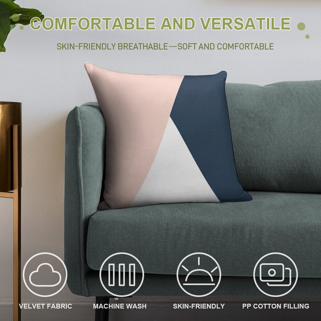 Modern Geometric Blush Pink & Navy Blue Soft Style Accent Throw Pillow