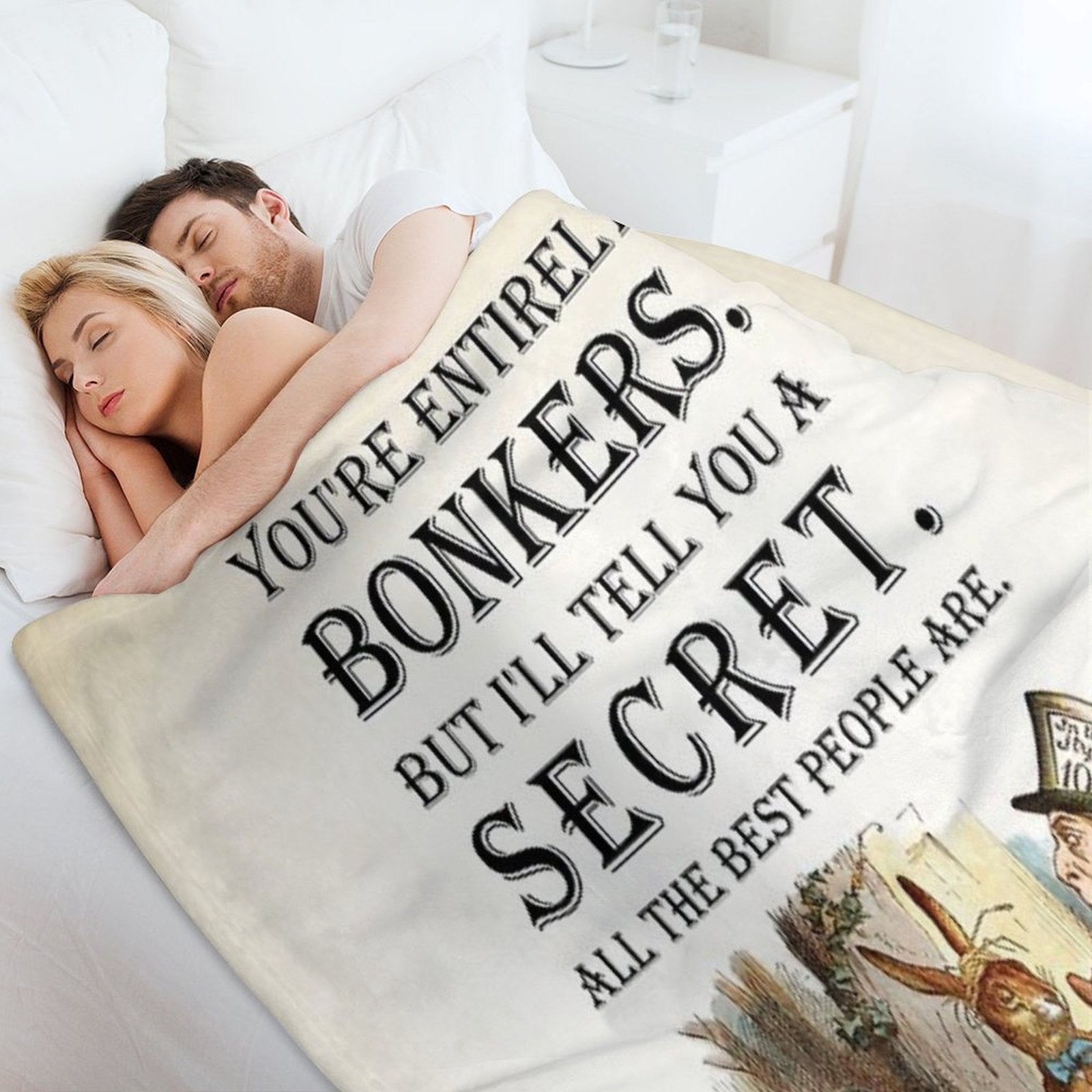 Alice In Wonderland - Tea Party - You're Entirely Bonkers - Quote Anti-pilling Throw Blanket