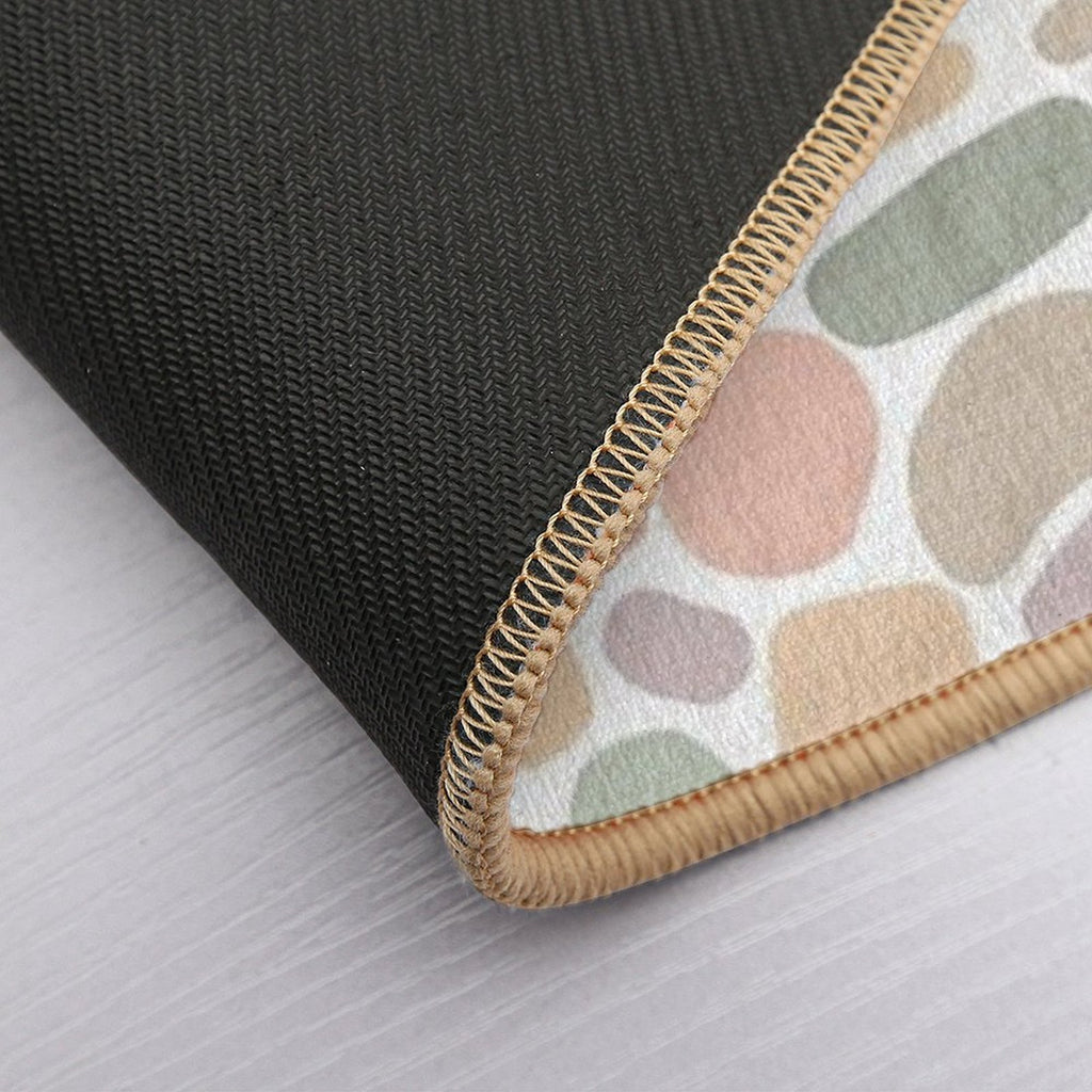 Boho Abstract Free-Form Pattern  Terracotta And Pastel Organic Shapes  Anti-Trip Bath Mat